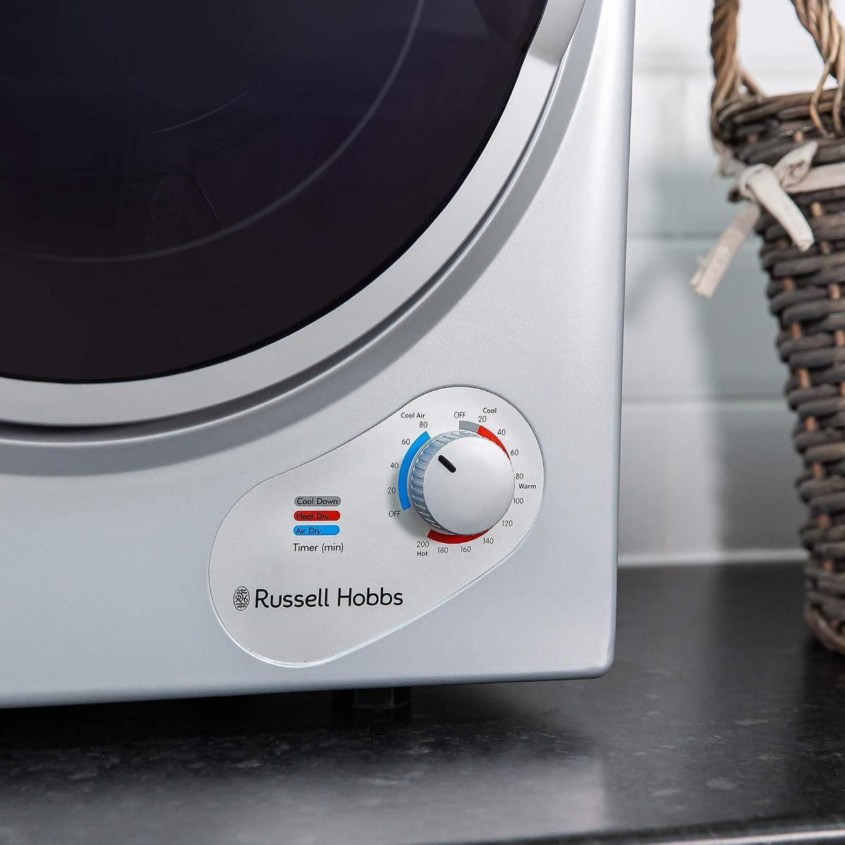 Russell Hobbs RH3VTD800 White 2.5kg Compact Mini Vented Tumble Dryer, Portable, Freestanding Table top Dryer with 3 Heat Settings small