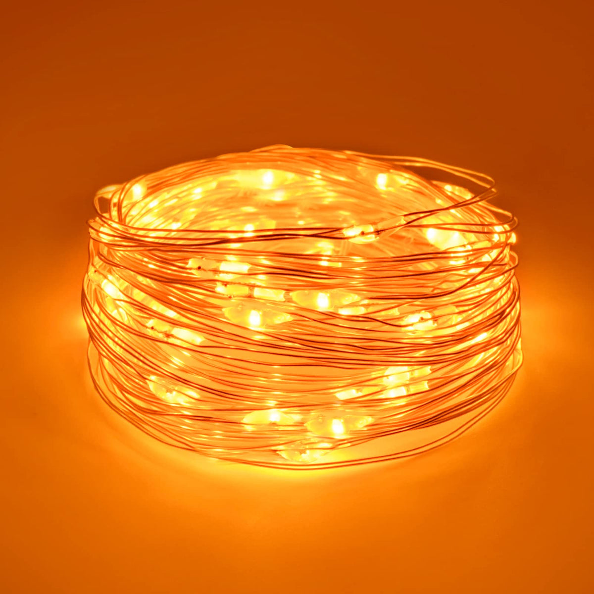 Dalugo Orange Fairy Lights, 3M/10ft Amber Fairy Lights, 30 LED Halloween Battery Lights for Autumn Halloween Christmas Decorations, Fireplace, Home Decor