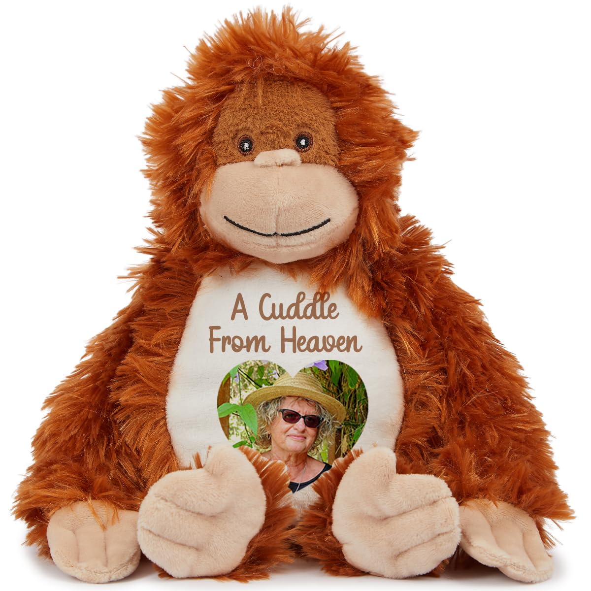 Personalised Memory Teddy Bear with Heart-Shaped Photo – “A Cuddle From Heaven” Keepsake Gift – 28 Bear Styles – Add Your Text & Choose Colour – Custom Memorial Bear (White Angel Teddy)