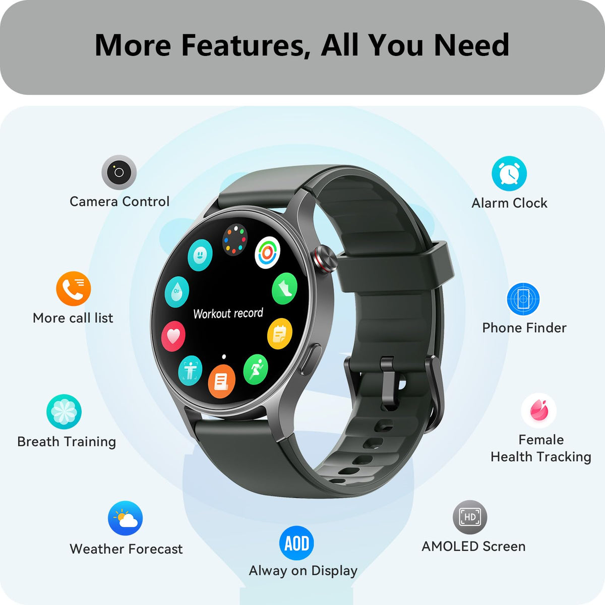 Smart Watch for Women, Answer/Make Call, 1.32'' AMOLED Ultra-Clear Screen Fitness Trackers with Heart Rate/Sleep/SpO2 Monitor, Smartwatch for iPhone/Samsung/Android, 110+ Sport Modes, 3ATM Waterproof