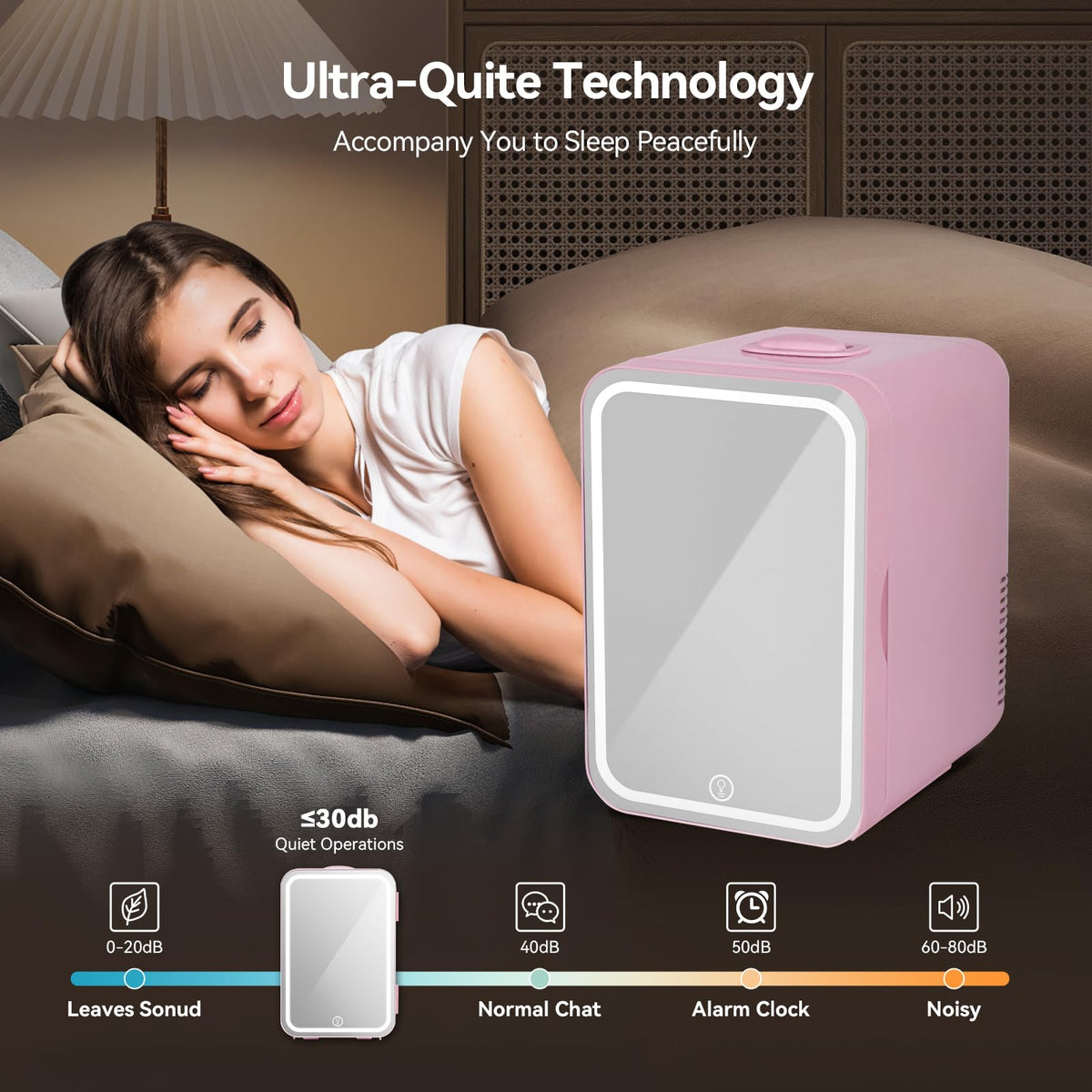 ARTETHYS Mini Fridge for Bedrooms, 8L Skincare Fridge with LED Mirror