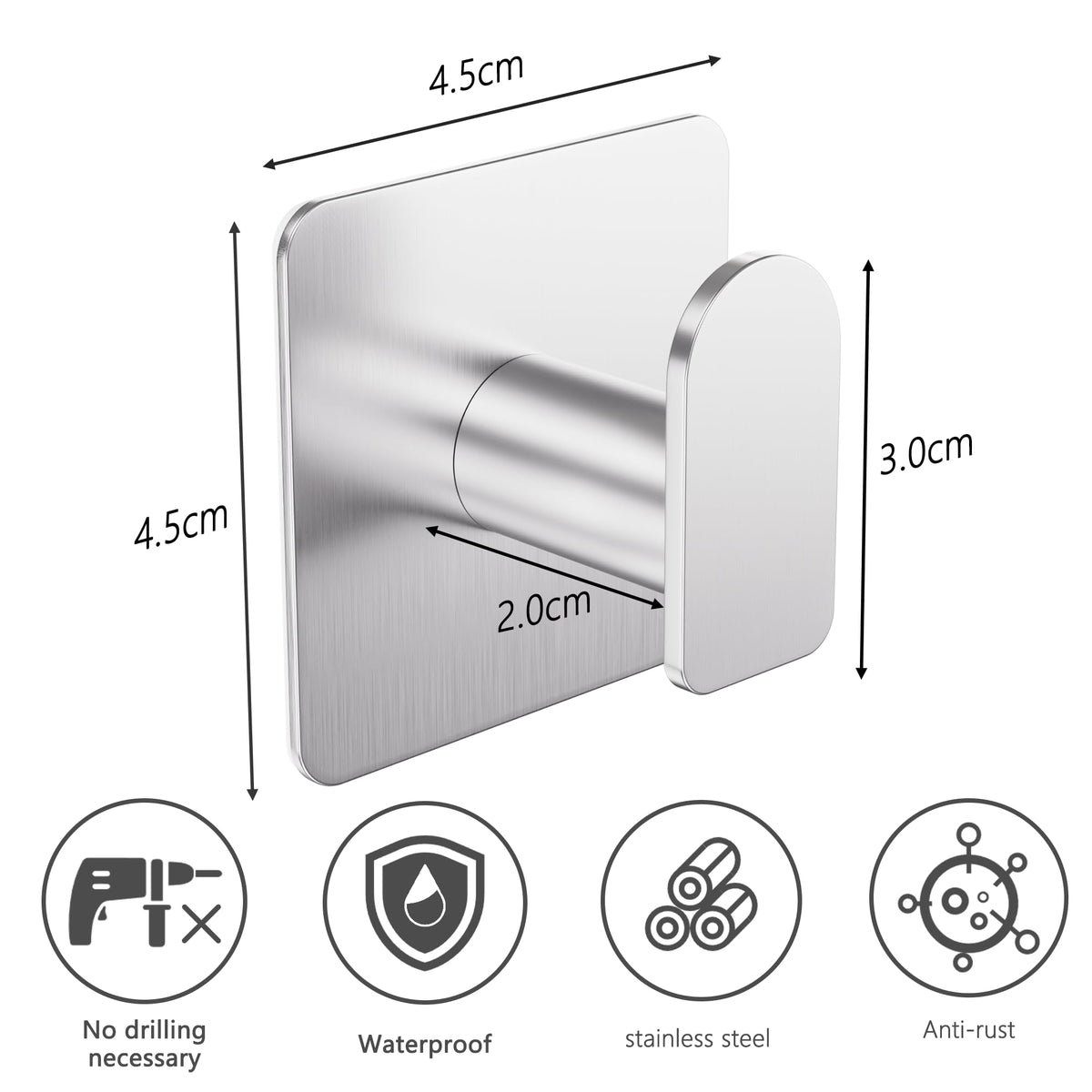 Aikzik 4 Pack of Self Adhesive Hooks, Max 8kg Load Sticky Hooks, Tea Towel Hooks, Versatile Self-Adhesive Wall Hooks for Use in Bathrooms, Kitchens, Doors, Cupboards, Bed Curtains, Towels, Key