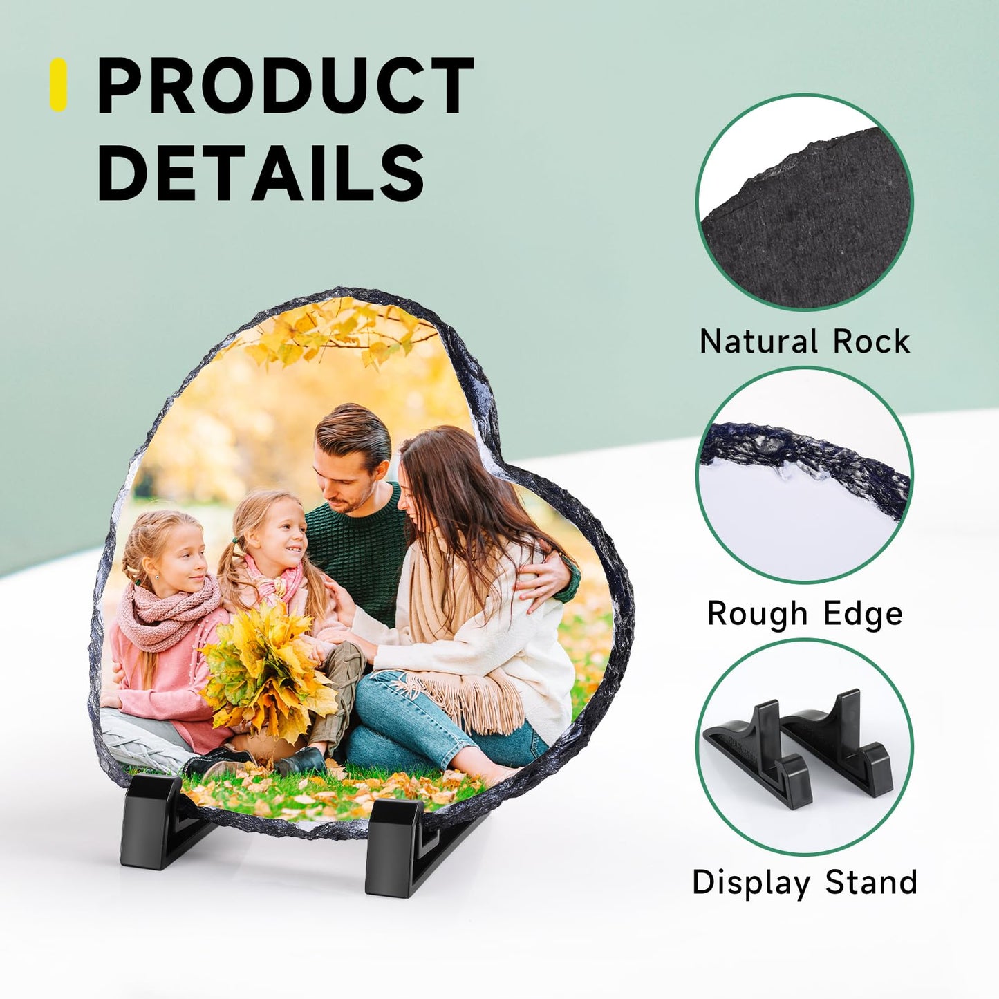 Personalised Memorial Plaque, Custom Rock Slate Frame with Photo Text, Customised Memorial Gifts for Loss of Loved One, Cemetery Decorations for Grave