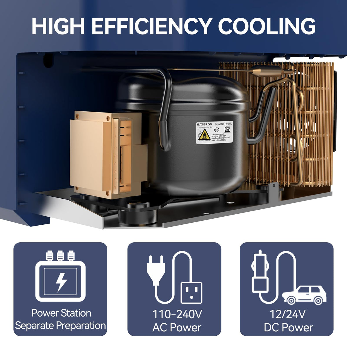 BINGI 12.8L Car Fridge Freezer Portable Compressor Cooler, 12V/24V DC & 100-240V AC Mini Refrigerator for Camping, RV, Truck, Boat, Travel, Picnic, Home Use (-18℃ to 15℃)