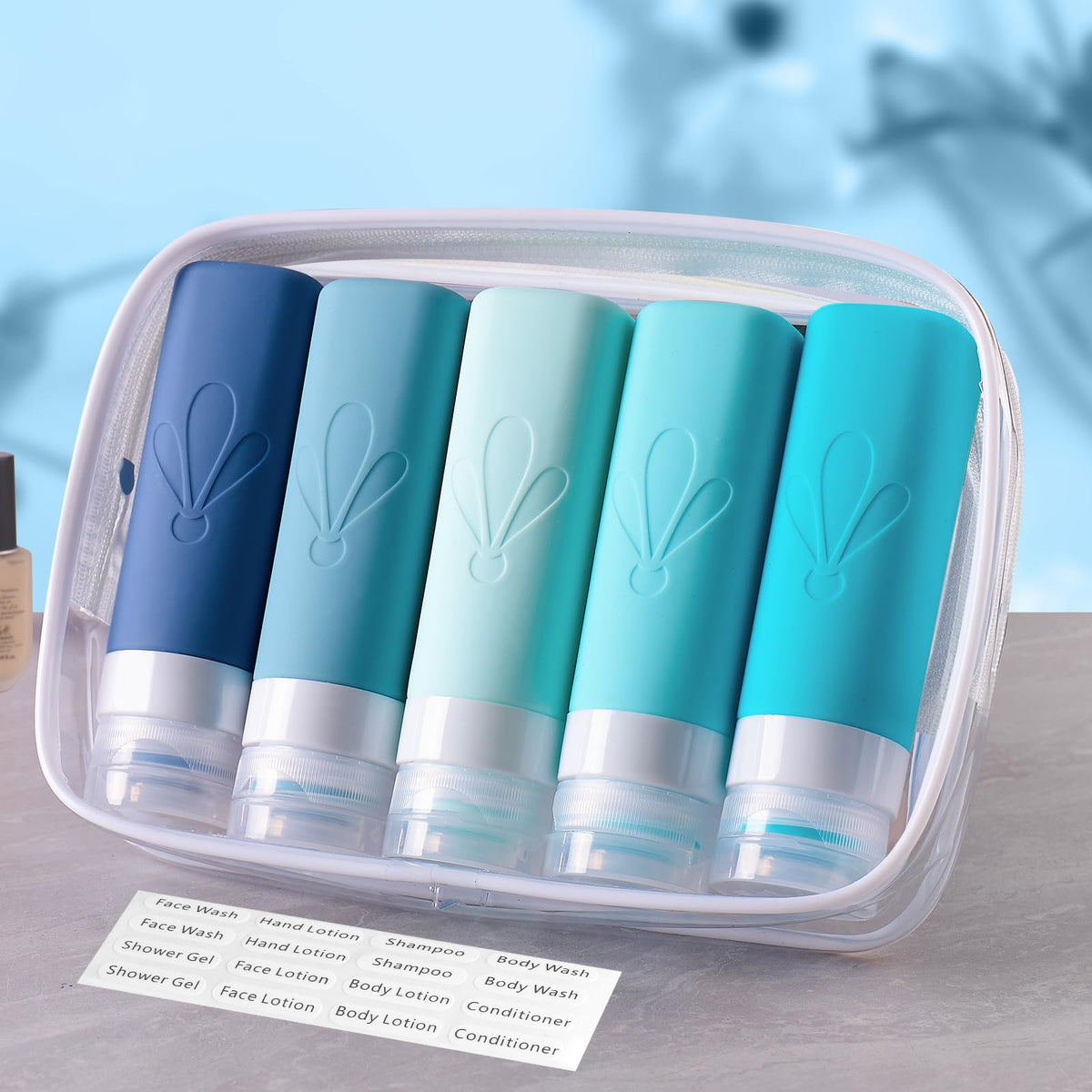 INSFIT Travel Bottles for Toiletries, 17 Pack Leakproof Travel Size Toiletries, Airplane Travel Essentials, Holiday Essentials for Women and Men with Labels/Clear Bag