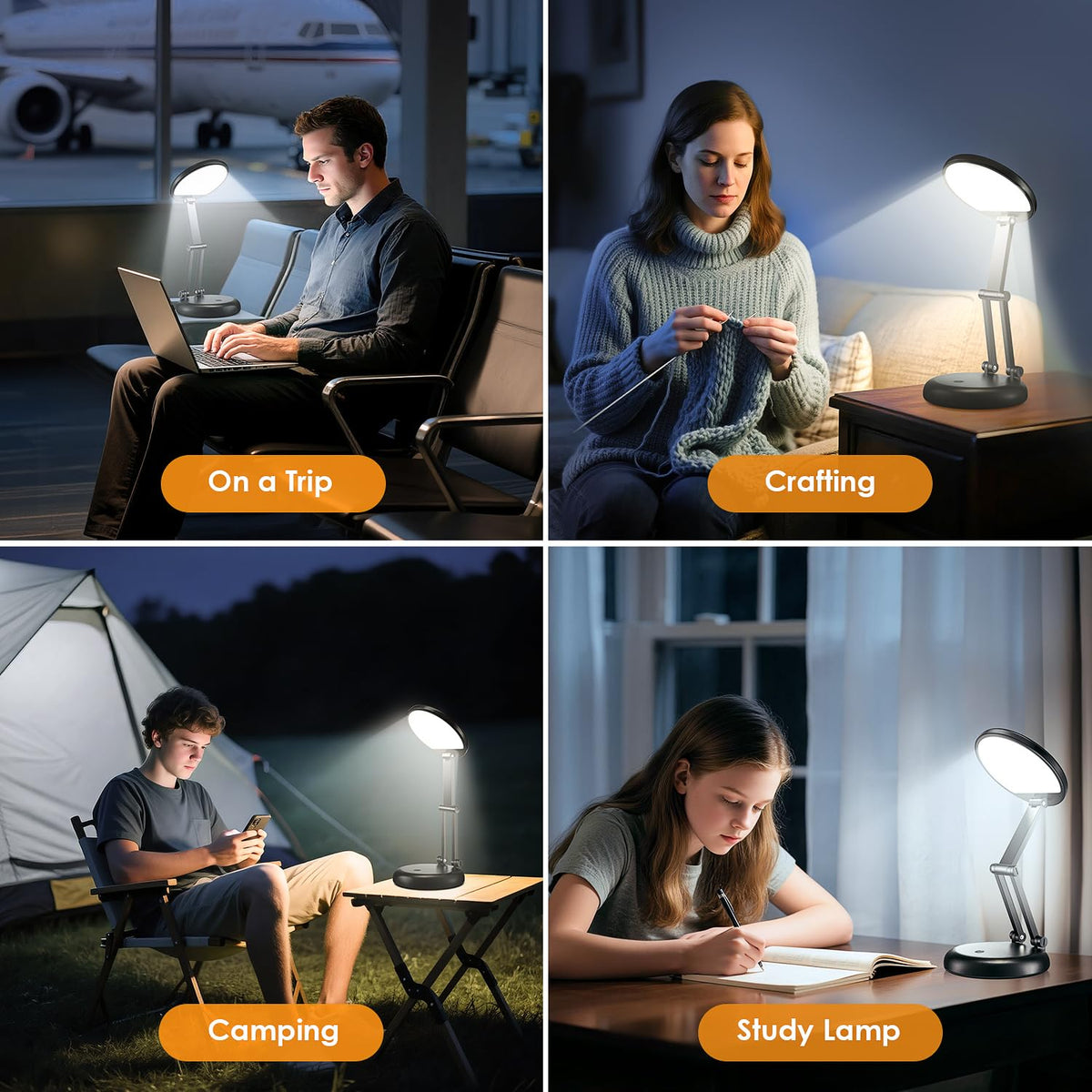One Fire Rechargeable lamp, Portable Light, Reading Light,Long Battery Life