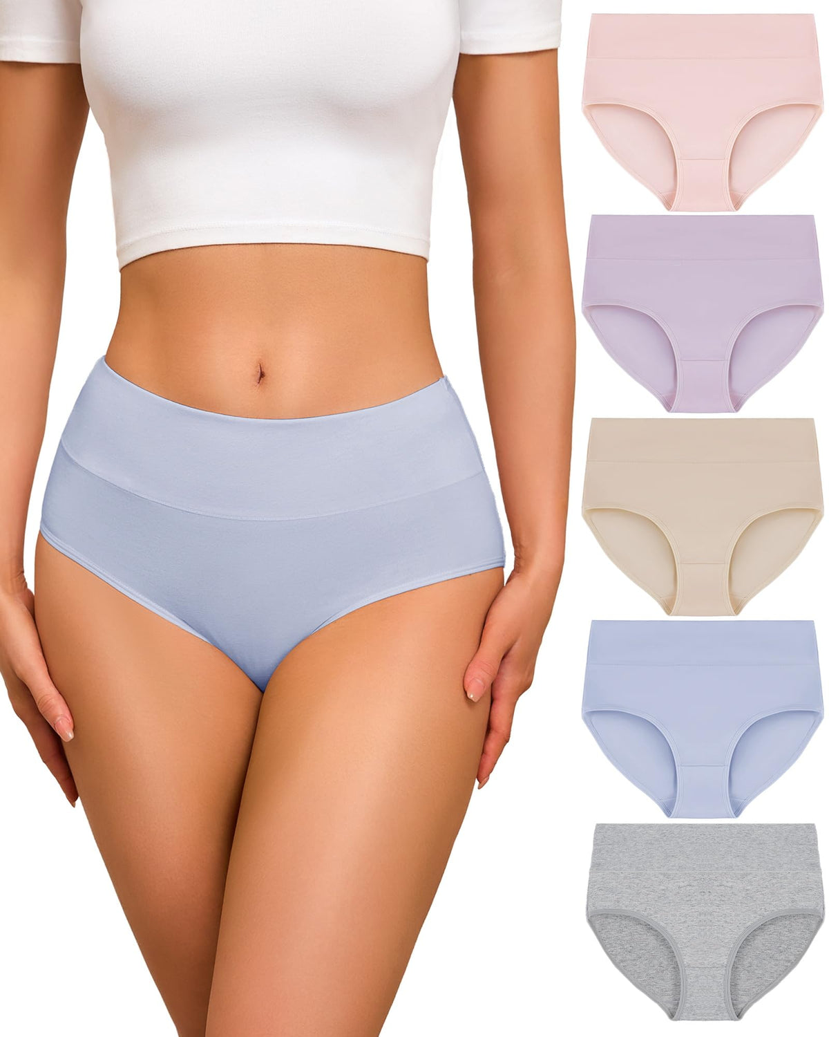 SIMIYA Cotton Underwear Women, High Waisted Knickers for Women Multipack