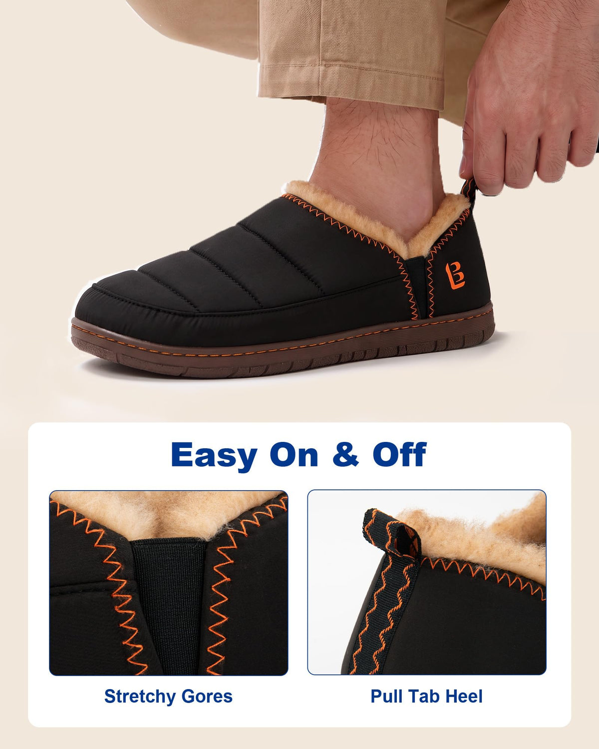 LongBay Mens Indoor Outdoor Slippers Memory Foam House Camping Shoes Gift