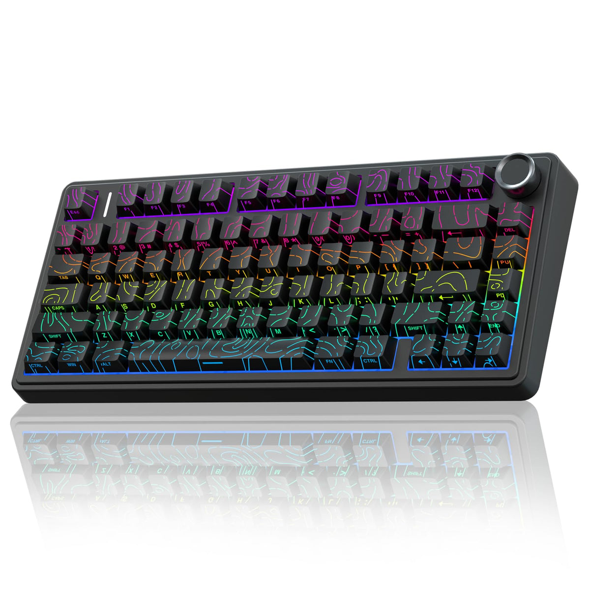 AULA F75 75% Wireless Mechanical Keyboard,2.4Ghz/Type-C/BT5.0 Gaming Keyboards,Advanced Structure,RGB Backlight,Hot Swappable Custom Keyboard for PC/Mac (Cool Black)