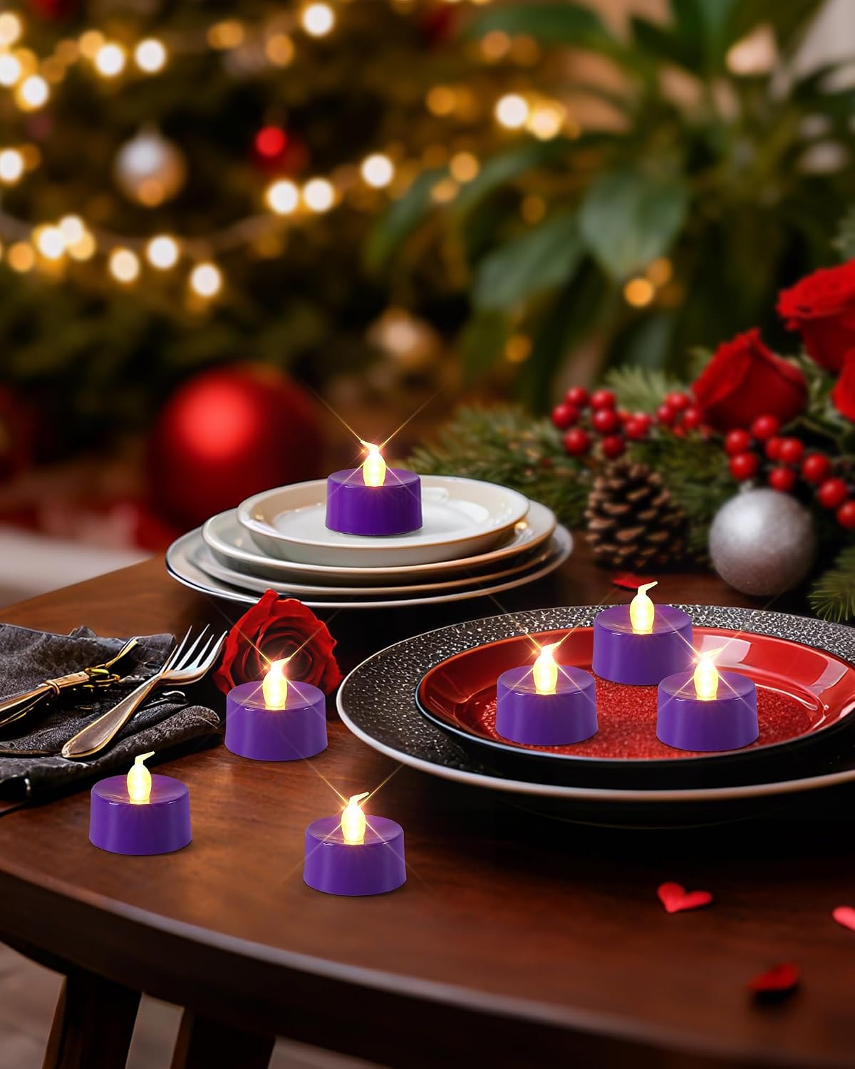 Homemory Led Battery Operated Tea Lights, Fake Electric Flickering Candles