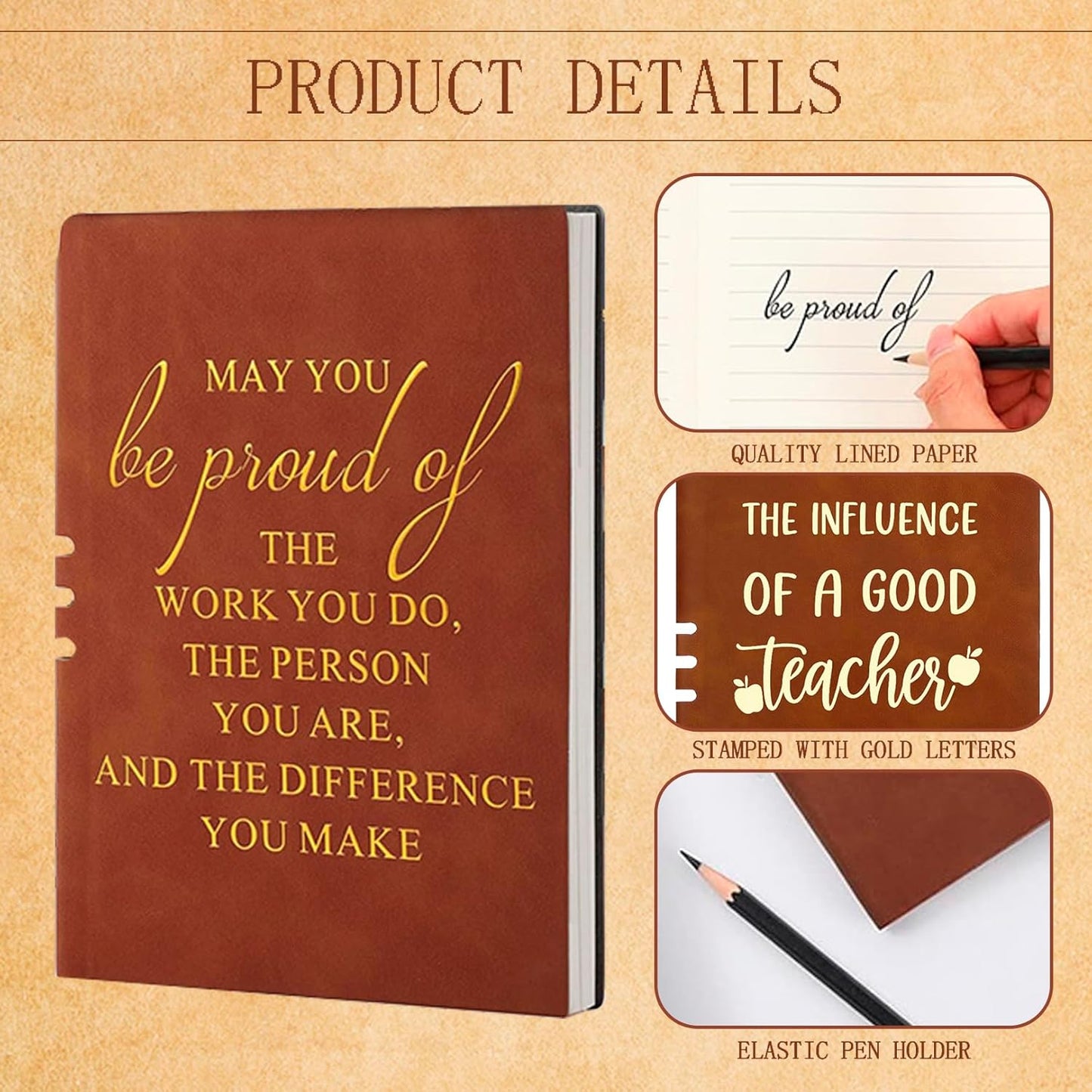 2 Sets Teacher Appreciation Gifts, A5 Leather Notebook & Pen, Thank You Teacher Gifts End of Term, Best Teacher Ever Journal, Leaving Gifts for Women Men, Inspirational Present for Birthday
