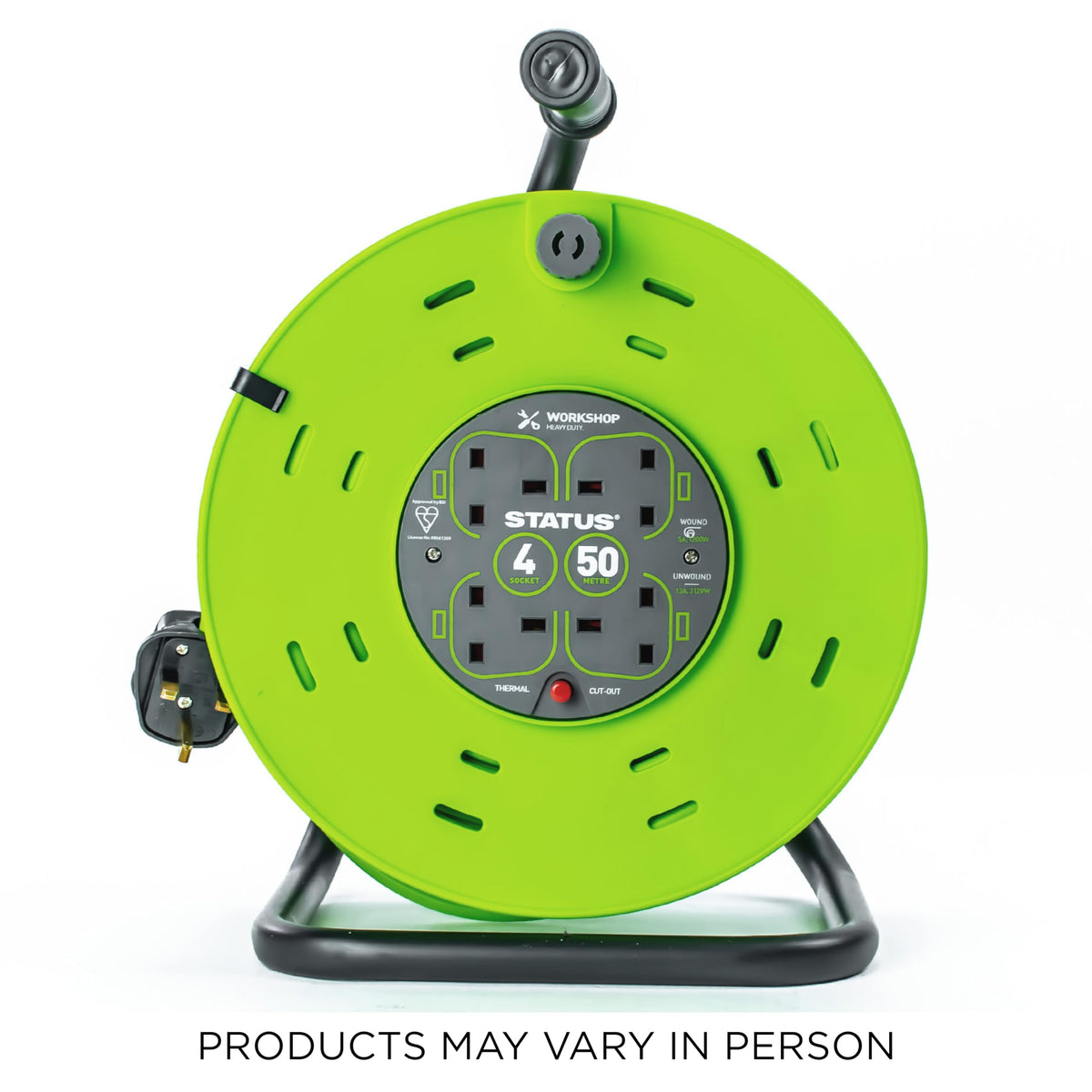 IONOS 2 Socket Cable Reel, 10m Outdoor Garden Extension Lead, DIY
