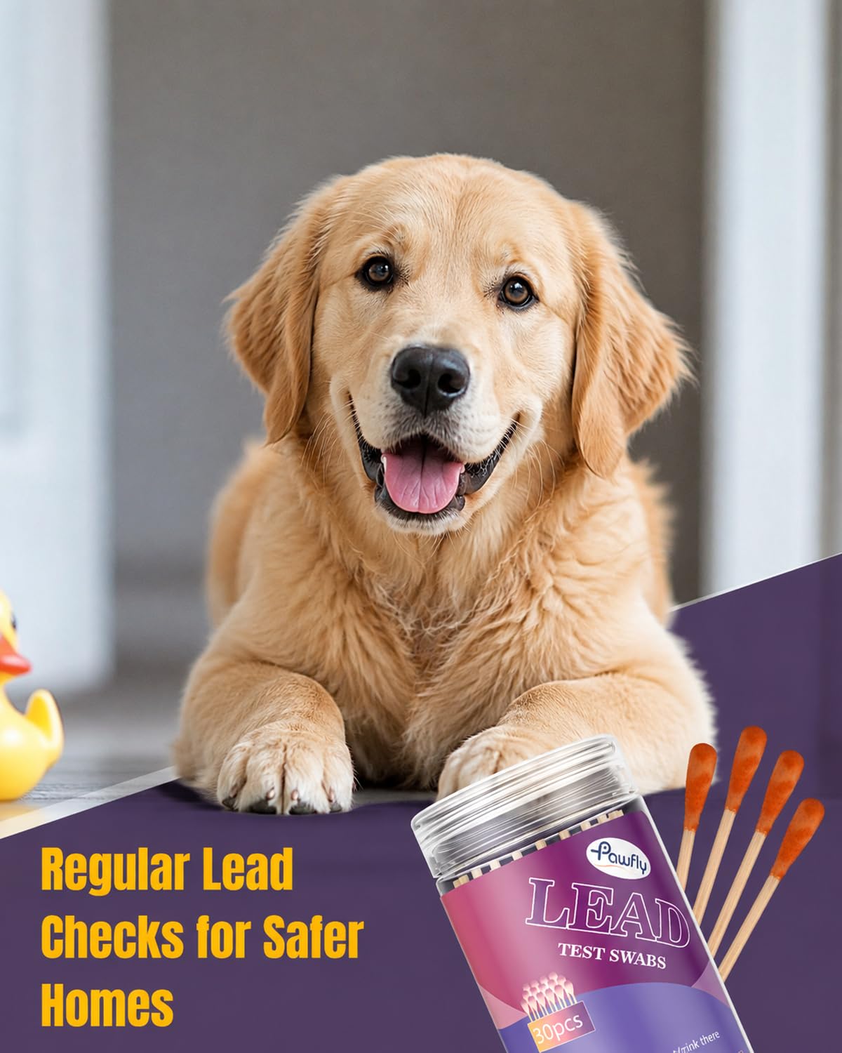 Pawfly 60 Pcs Lead Test Kit for Dishes (Dip in Water to Use) Instant Lead Test Swabs with Results in 30 Seconds Rapid Home Lead Testing Kit for Ceramics Metal Toy Jewelry & Wood
