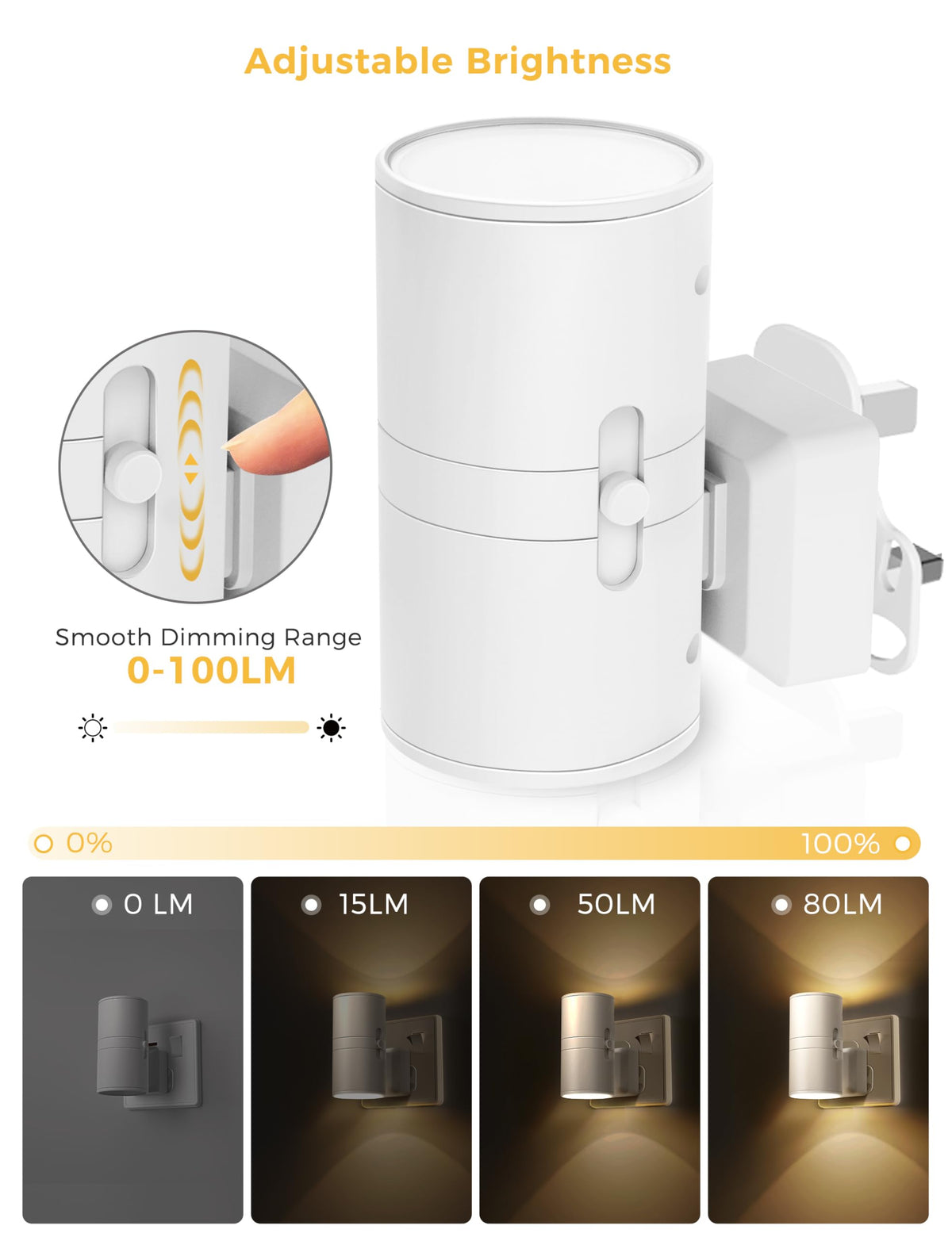 LOHAS-LED Plug in Night Light,Dimmable Nightlight 100LM,Dusk to Dawn Sensor