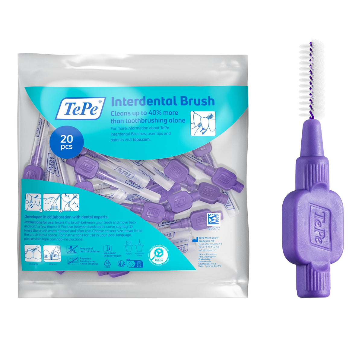 TePe Interdental Brush, Original, Yellow, 0.7mm/ISO 4, 8pcs