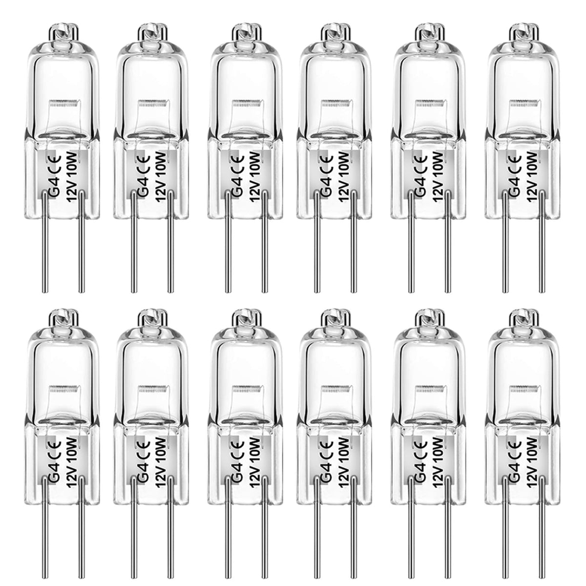 G4 Halogen Light Bulbs 20W 12V, 12 Pack 2 Pin Light Bulbs Clear Capsule Lamp Bulb Warm White Dimmable for Ceiling Lights, Table Lamps, Cabinet Lights