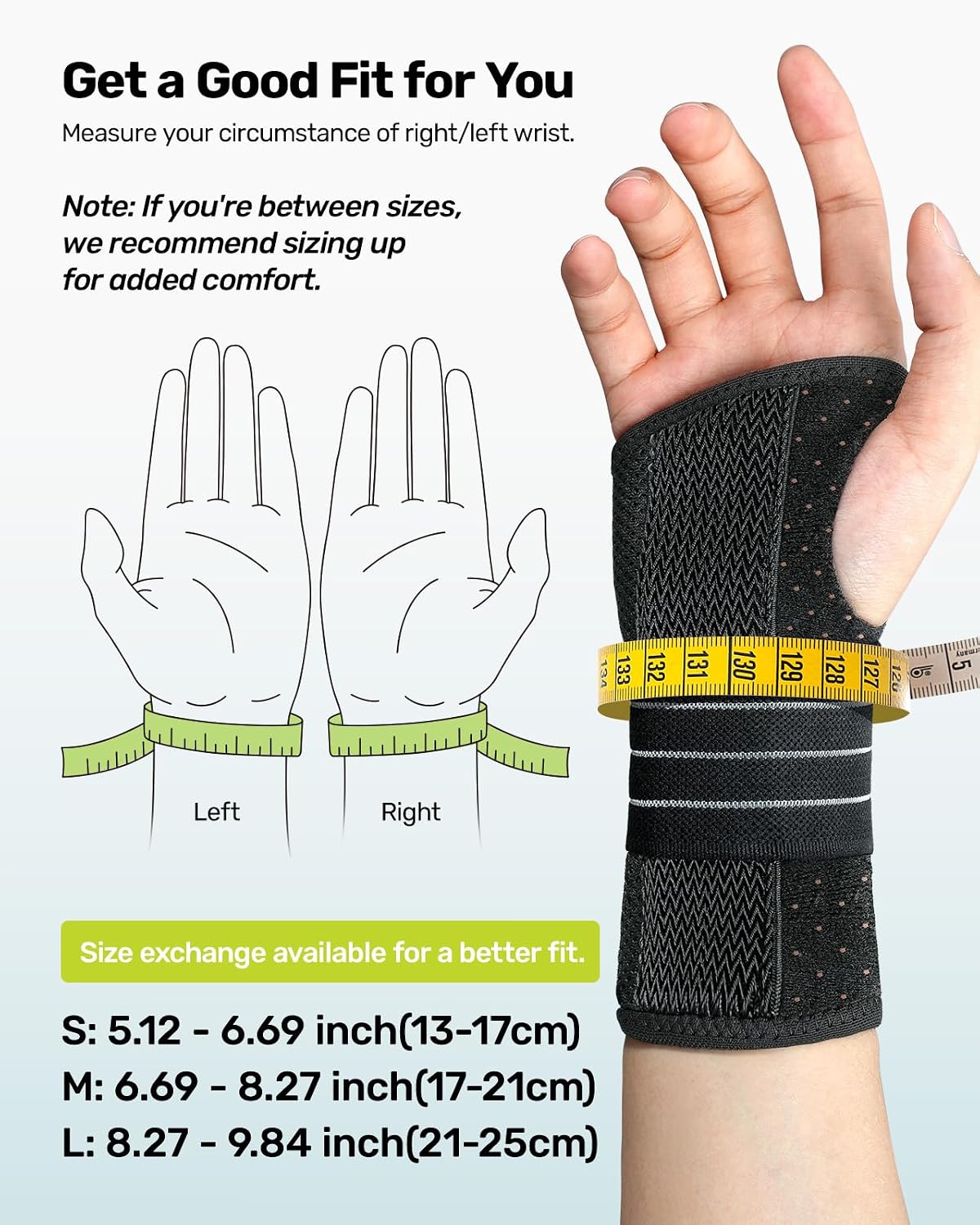 Rakiie Breathable Wrist Support Brace with 3 Metal Splints