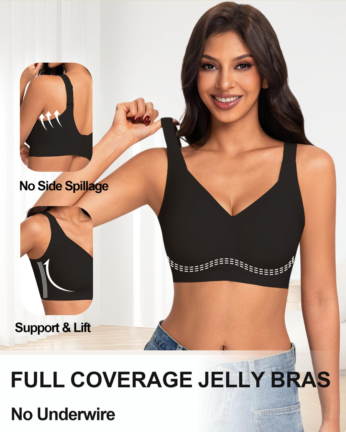 HOWIN Jelly Bras for Women Non Wired Seamless Gel Plus Size Push Up Bras