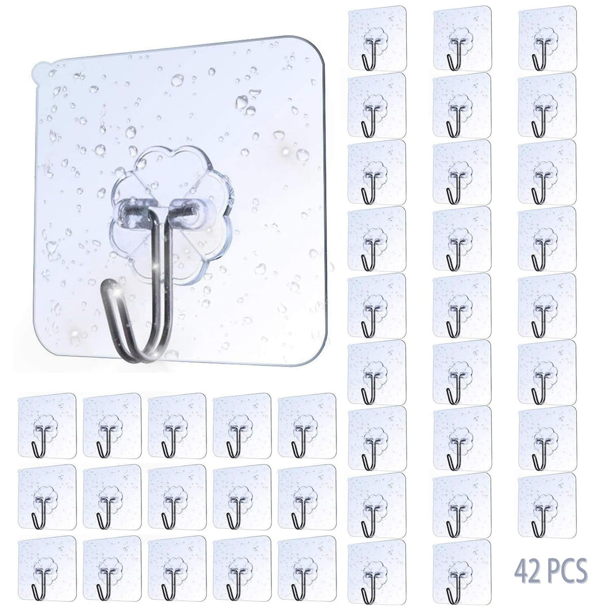 AOMEES Adhesive Hooks Heavy Duty Wall Hooks 8kg (Max) Self Adhesive Hook 12pcs