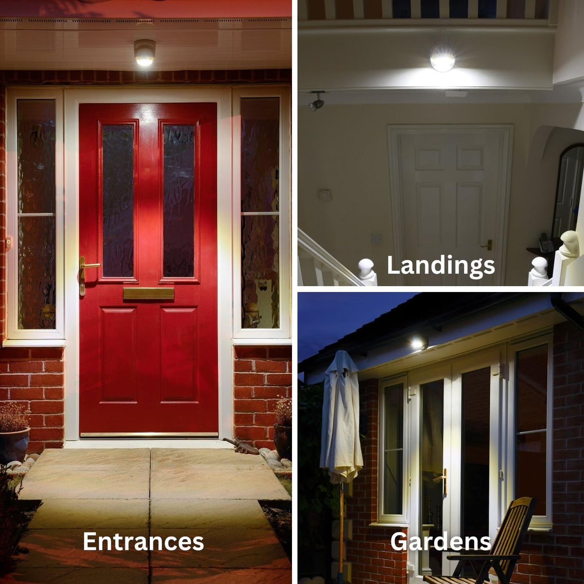 Auraglow Motion Sensor Security Light, Wireless Battery Powered PIR, Black