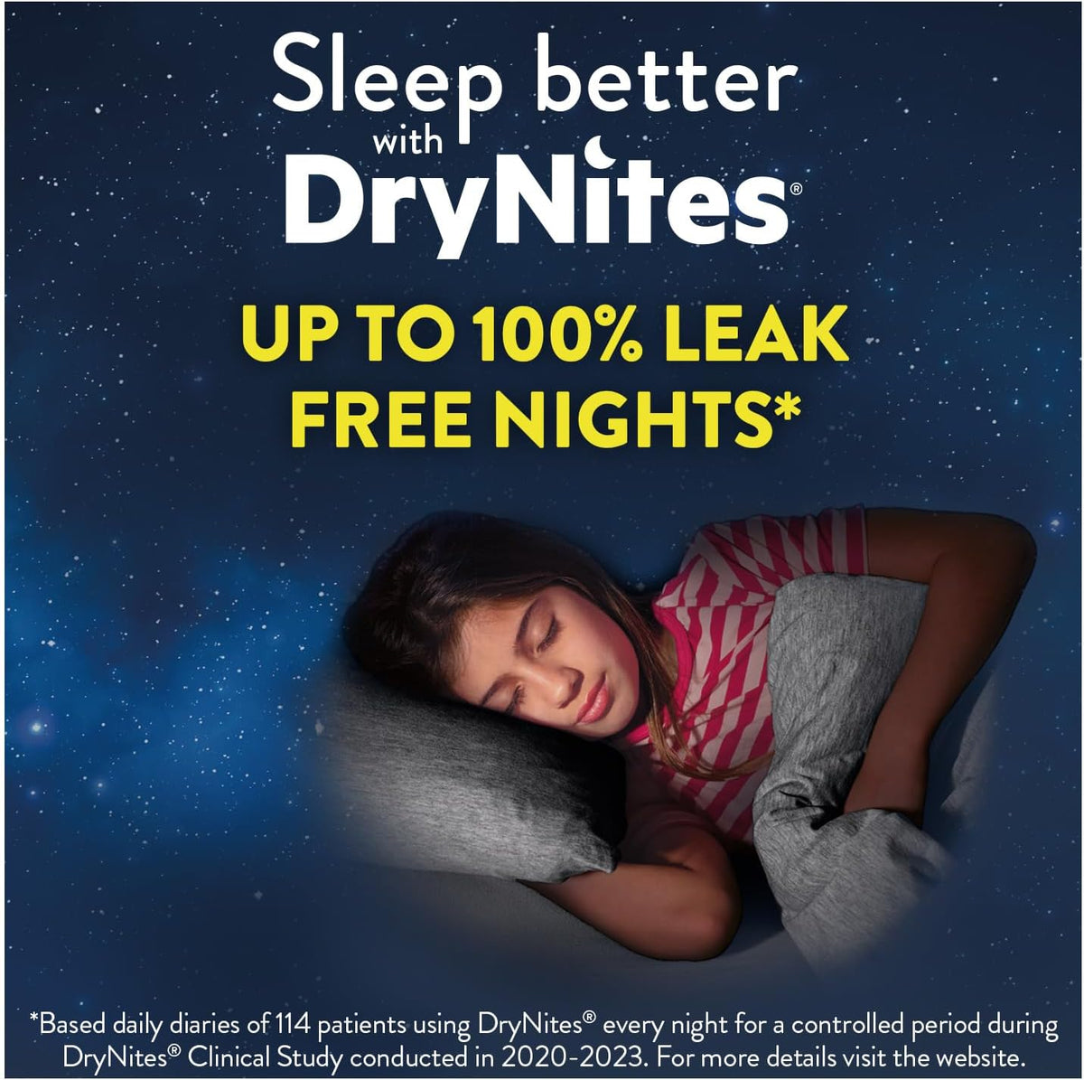 HUGGIES DryNites Pyjama Pants, Girl's 4-7 Years (17-30KG), 30 x Bedwetting Pants, Up to 100% Leak Free Nights
