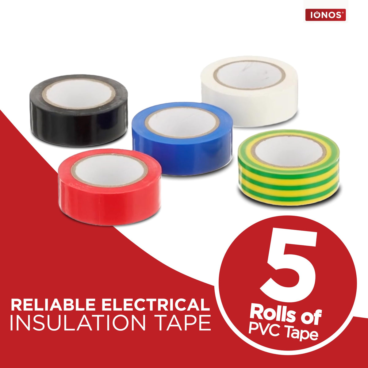 Status Electrical Insulating Tape, 10m x 20mm, 5 Pack