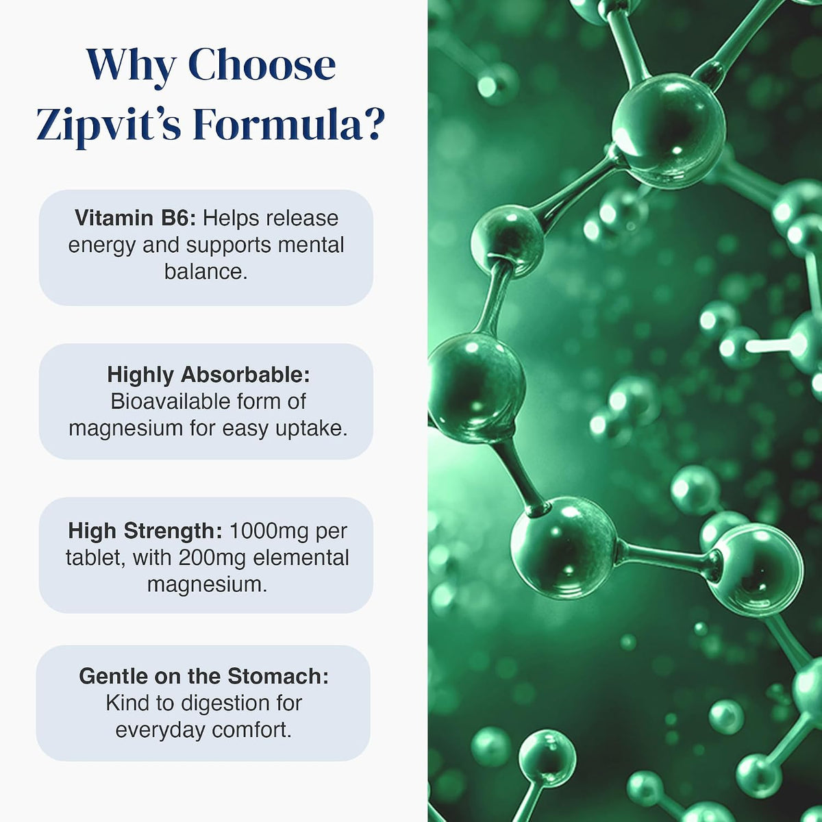 Zipvit Magnesium Glycinate 2000mg with Vitamin B6, 120 Tablets - Vegan