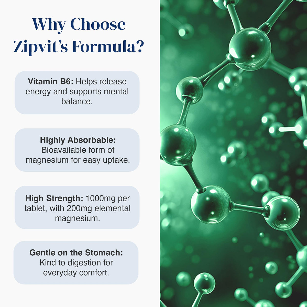 Zipvit Magnesium Glycinate 2000mg with Vitamin B6, 120 Tablets - Vegan