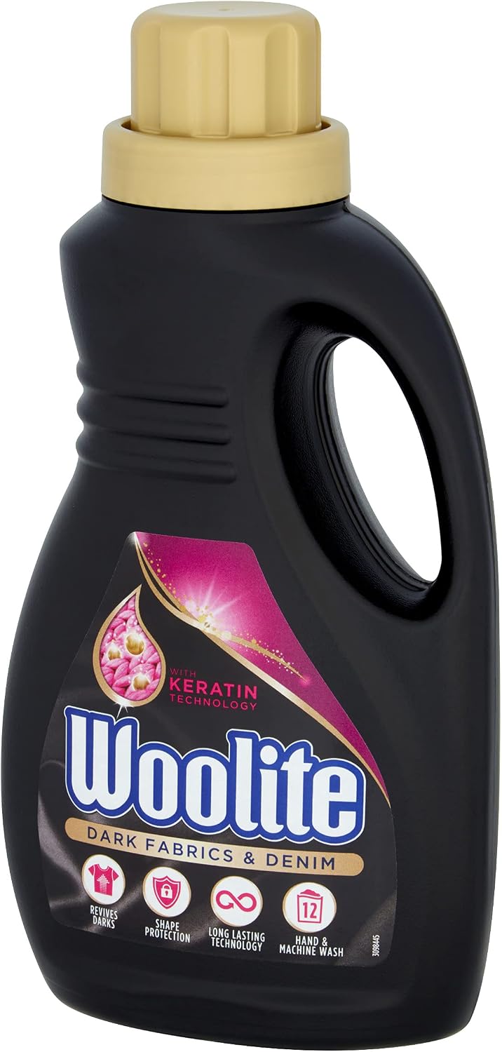Woolite Laundry Detergent Liquid, Dark Fabrics & Denim, Hand & Machine Wash, 750ml, Pack of 4