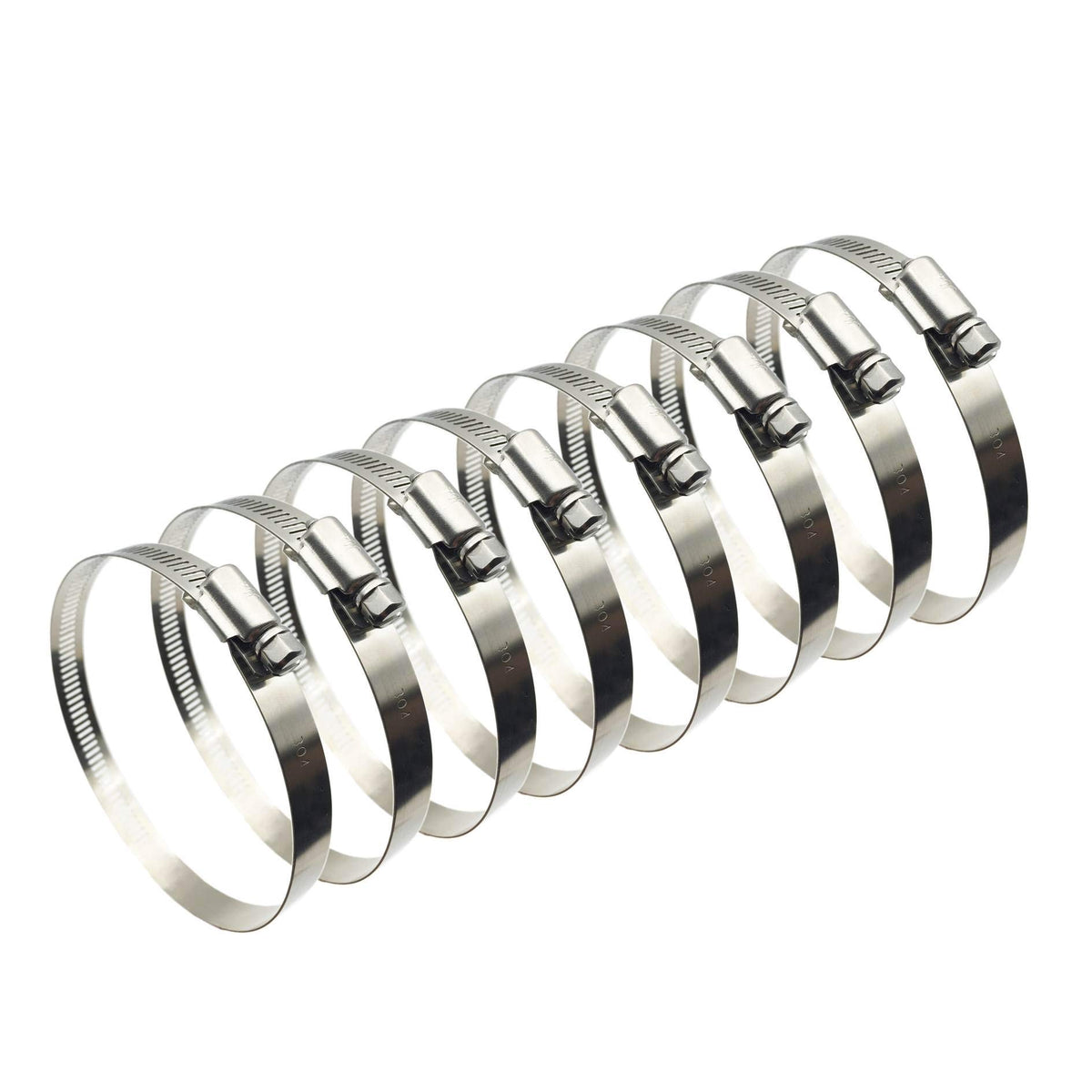 8Pcs 118-140mm Hose Clips Adjustable 304 Stainless Steel Duct Clamps