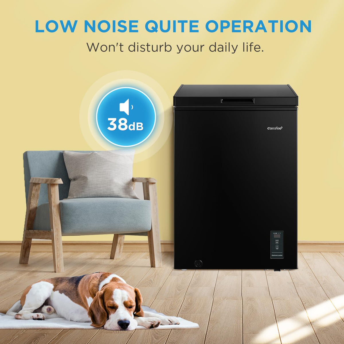 COMFEE' 99L Chest Freezer, Convertible Refrigeration Mode, RCC102BL2UK(E)