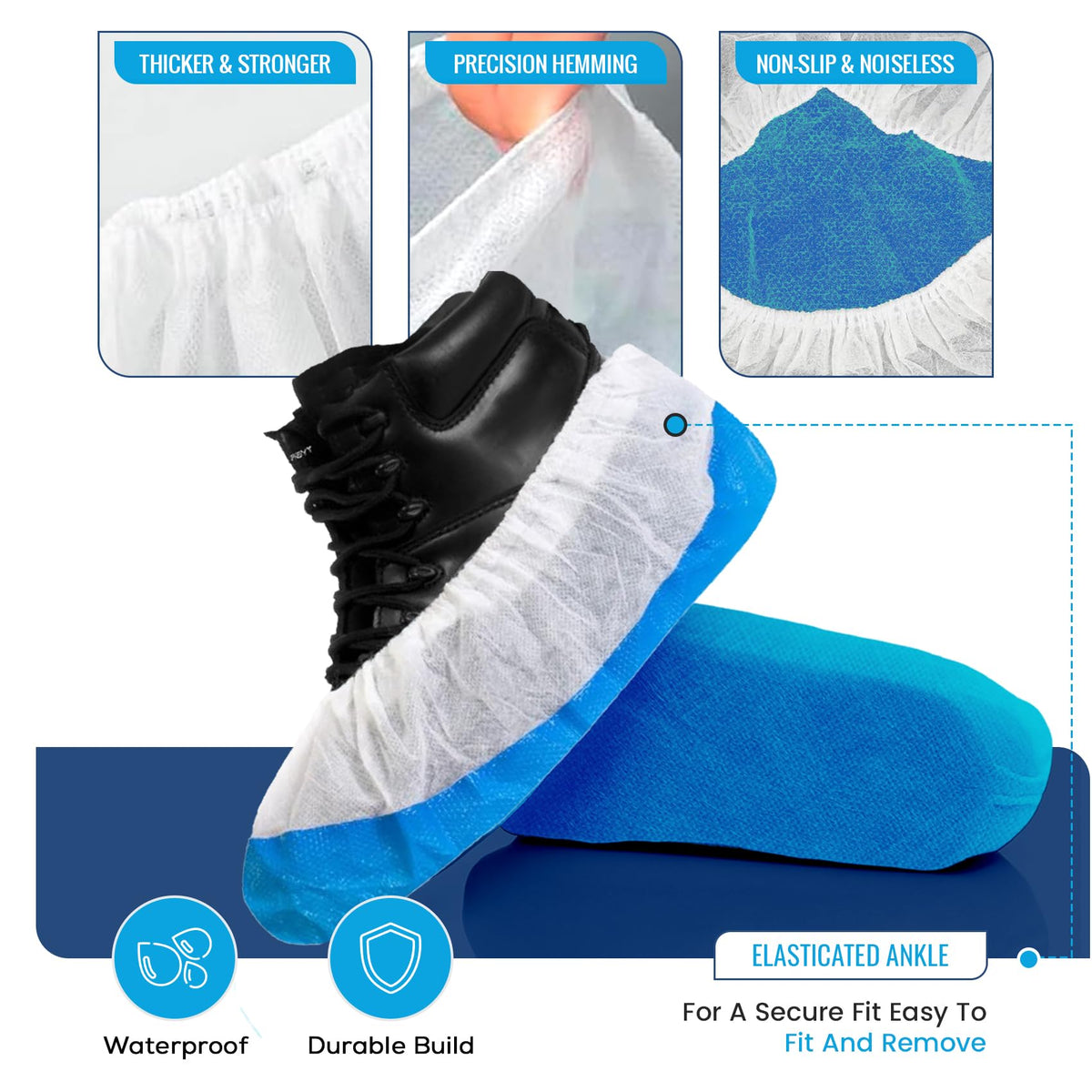 TYGA 20 Pieces Waterproof Reusable Shoe Covers - Blue