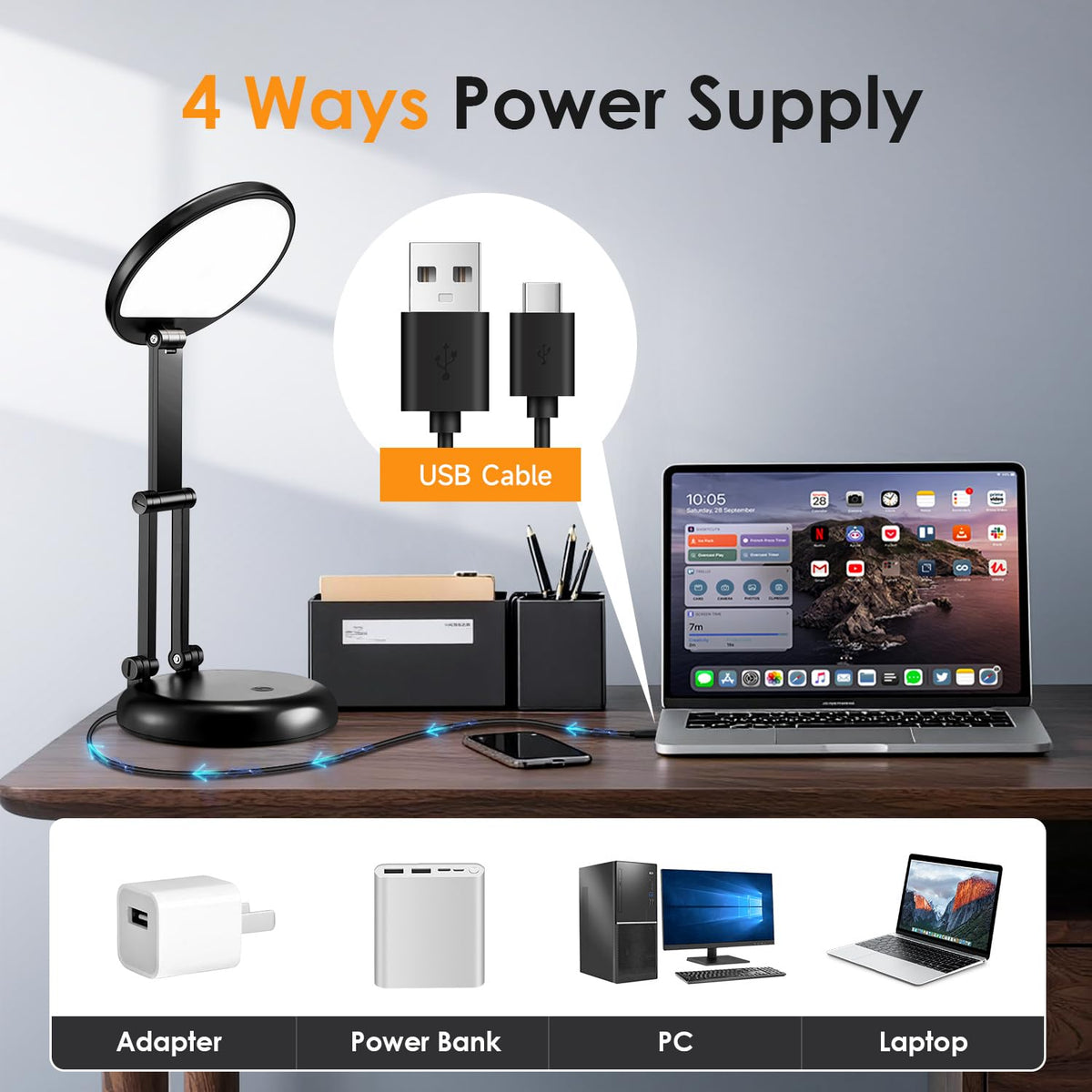One Fire Rechargeable lamp, Portable Light, Reading Light,Long Battery Life
