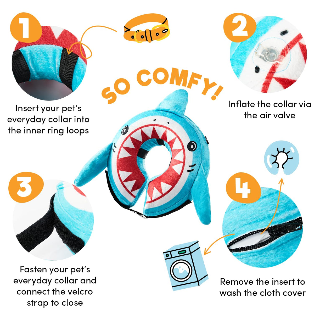 BENCMATE Protective Inflatable Collar for Dogs and Cats - Soft Pet Dog Cone Recovery Collar Does Not Block Vision E-Collar Blue-L