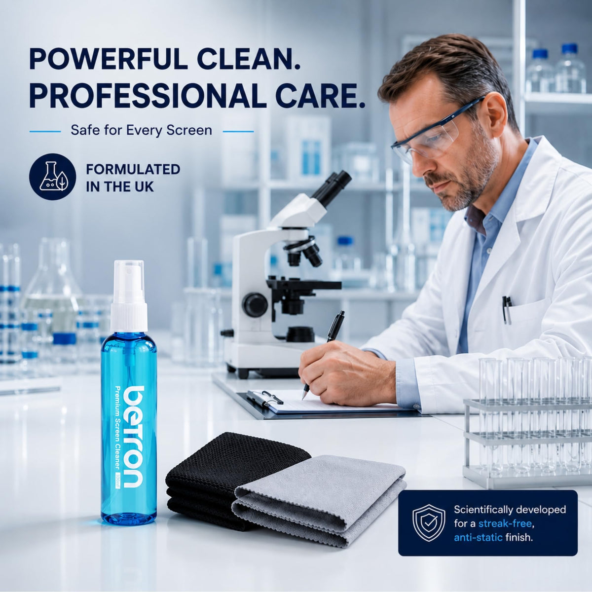 Betron Screen Cleaner Spray Kit with Cloth for TV, Laptop, Monitor, 200ml