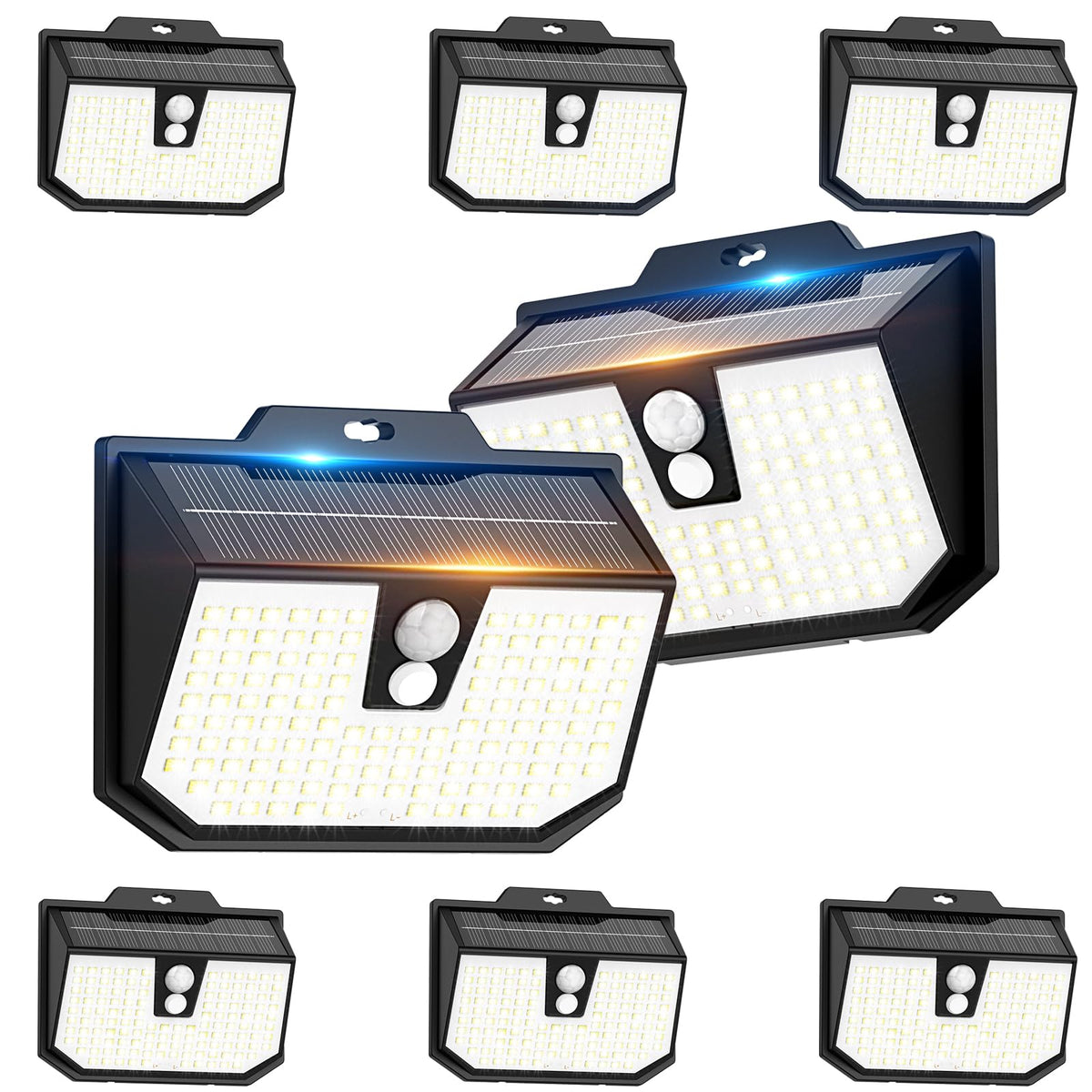 132LED Solar Security Lights,3000K Wall Lights IP65 Waterproof