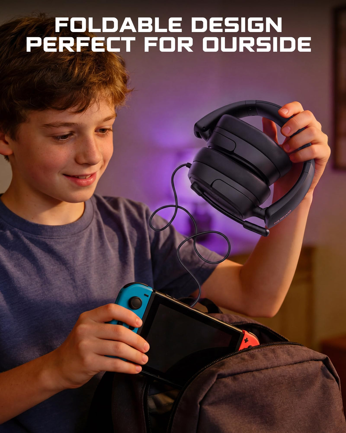 NUBWO HG04L Gaming Headset for PS5/PS4, Xbox Series X|S/Xbox One, Switch – 250g Lightweight, Clear Unidirectional Mic, Soft Memory Earmuffs, 3.5mm Jack for Gaming & Work