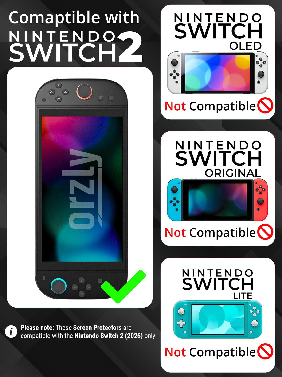 Orzly Glass Screen Protector for Nintendo Switch OLED 2024 Console Accessories (Pack of 4) - Tempered Glass Life time Edition
