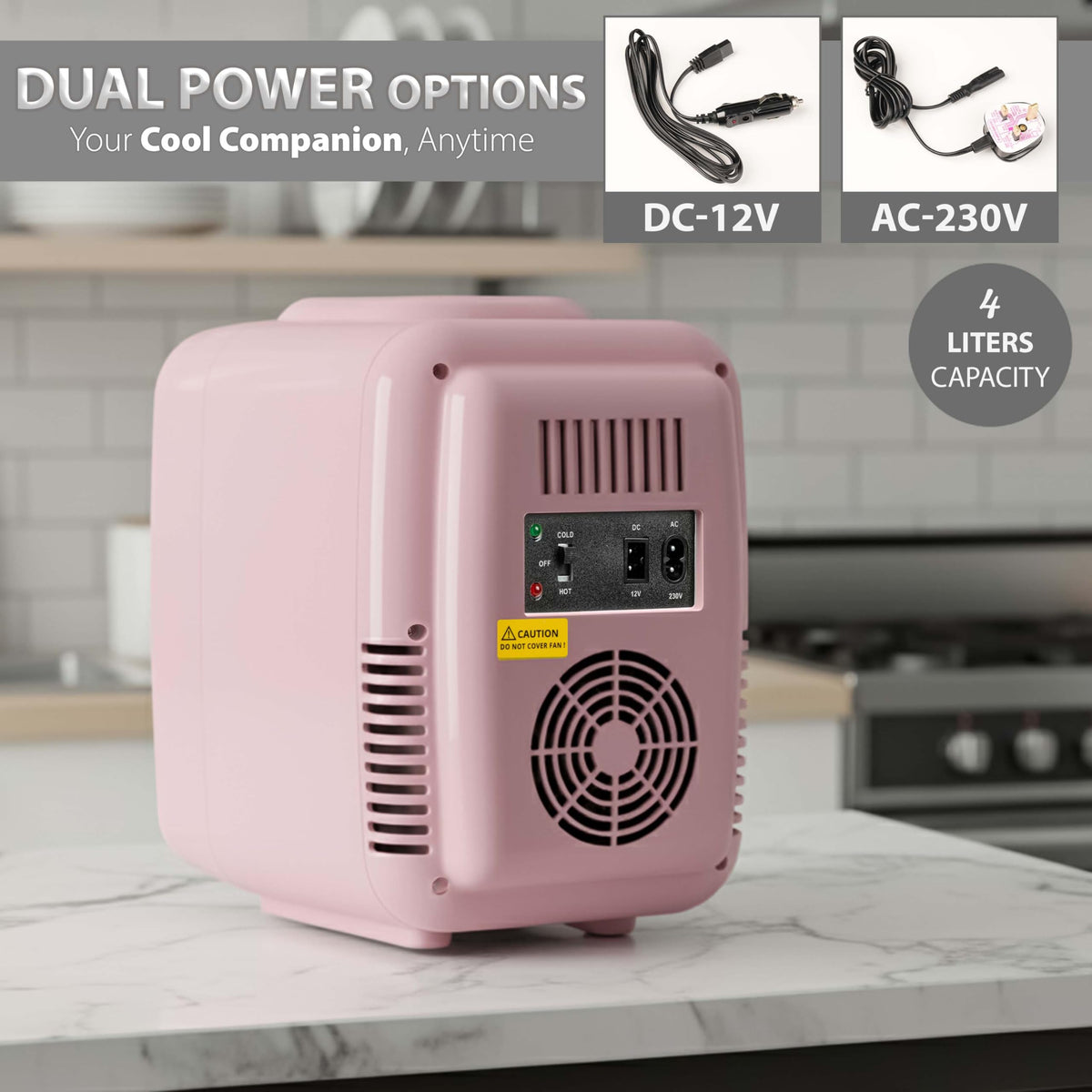 Crystals 4/10/15L Litre Mini Fridge, Table Top Small Fridge Cooler & Warmer for Car Bedrooms Desk Office, 12V DC - 220 AC, Mini Fridge for Bedrooms – Energy Efficient (Black, 4L Litre)