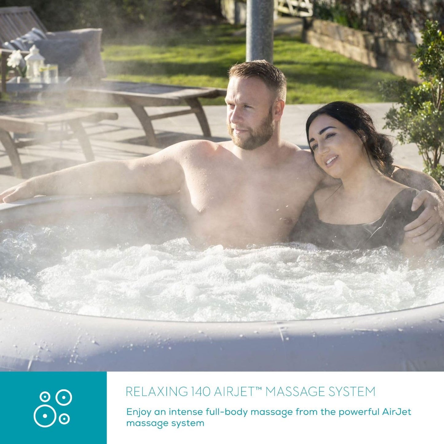 Lay-Z-Spa Paris Luxe AirJet Inflatable Hot Tub with 140 AirJets, LED Lighting System, FreezeShield, Energy-Saving Timer & Ultra-Durable TriTech Construction, Fits Up to 6 People