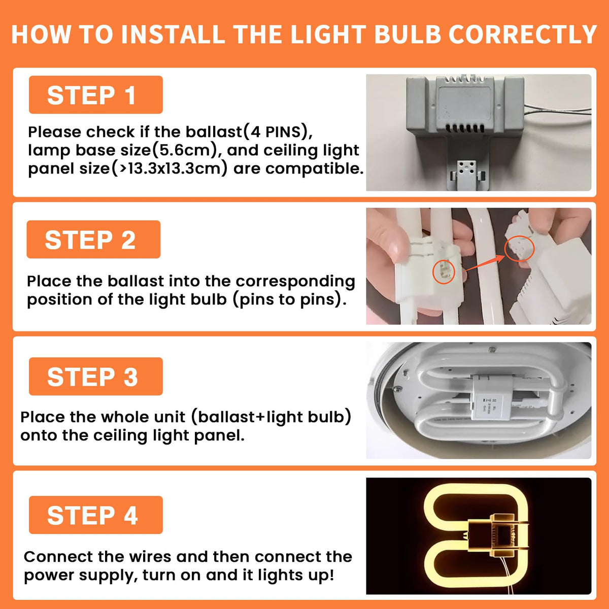 Akynite 16W 2D Square 2-Pin GR8 Cap Daylight White 6500k Compact Fluorescent Lamp, AC 230V, CFL 2 Pin Light Bulb, not dimmable, GR8 DD Flat Butterfly Bulb for Flush Ceiling Light, 1 Pack