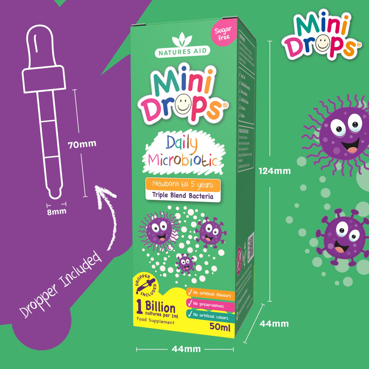 Natures Aid Mini Drops Multi-Vitamin for Babies, Kids & Children 50ml