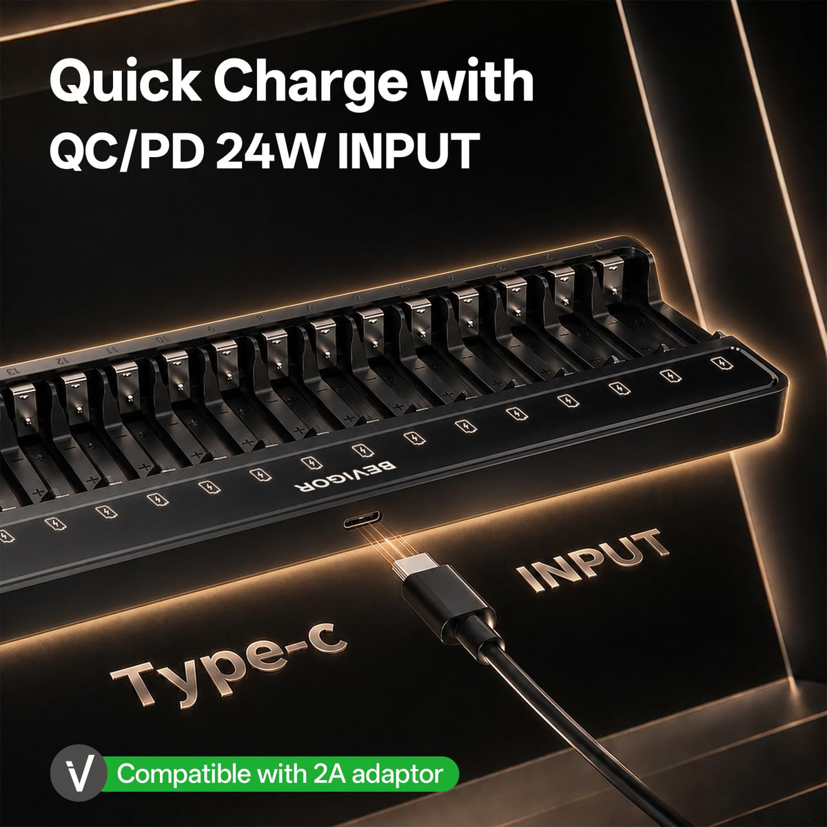 BEVIGOR 16 Slot Battery Charger for AA & AAA Rechargeable Batteries