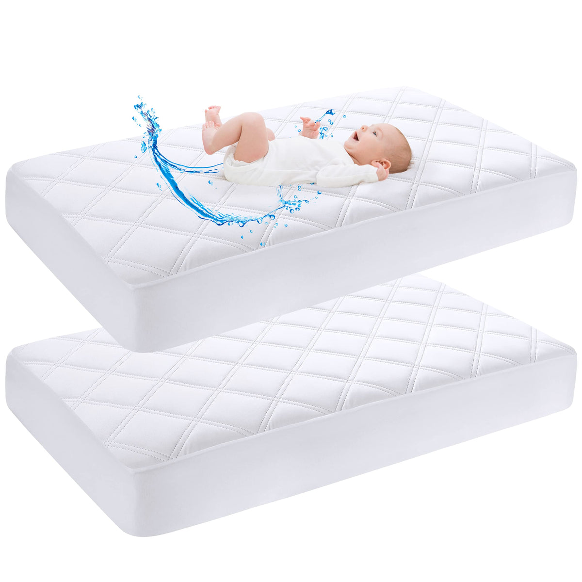 Yoofoss Waterproof Mattress Cover - Fitted Crib Mattress Protector - Hypoallergenic Baby Bed Sheet (60 X 120CM)