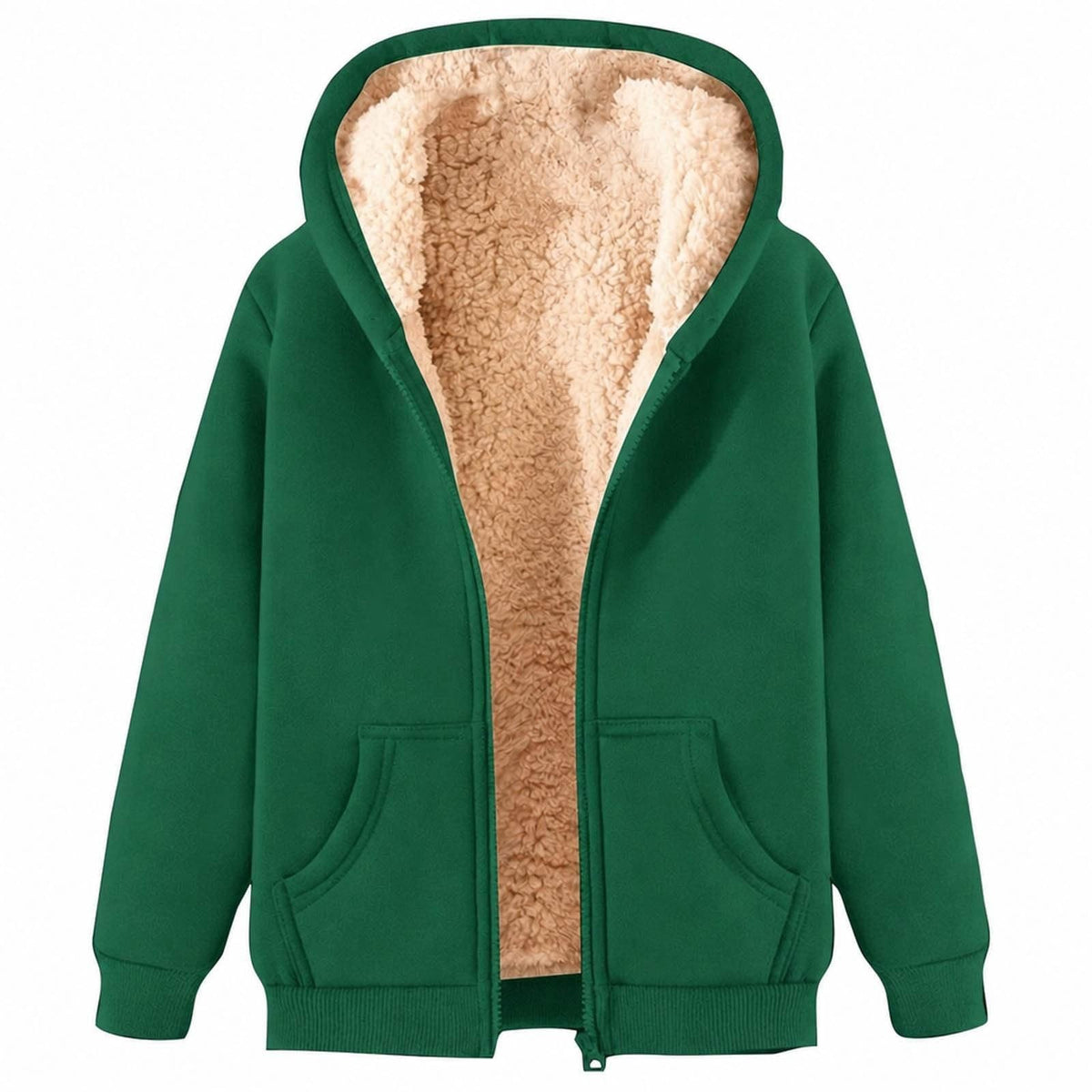 Womens Teddy Fleece Hoodies Sherpa Lined Fuzzy Jacket with Pockets Full Zip Hooded Sweatshirts Ladies Fall Winter Warm Jumper Coat Outwear Thermal Outfits Clothing