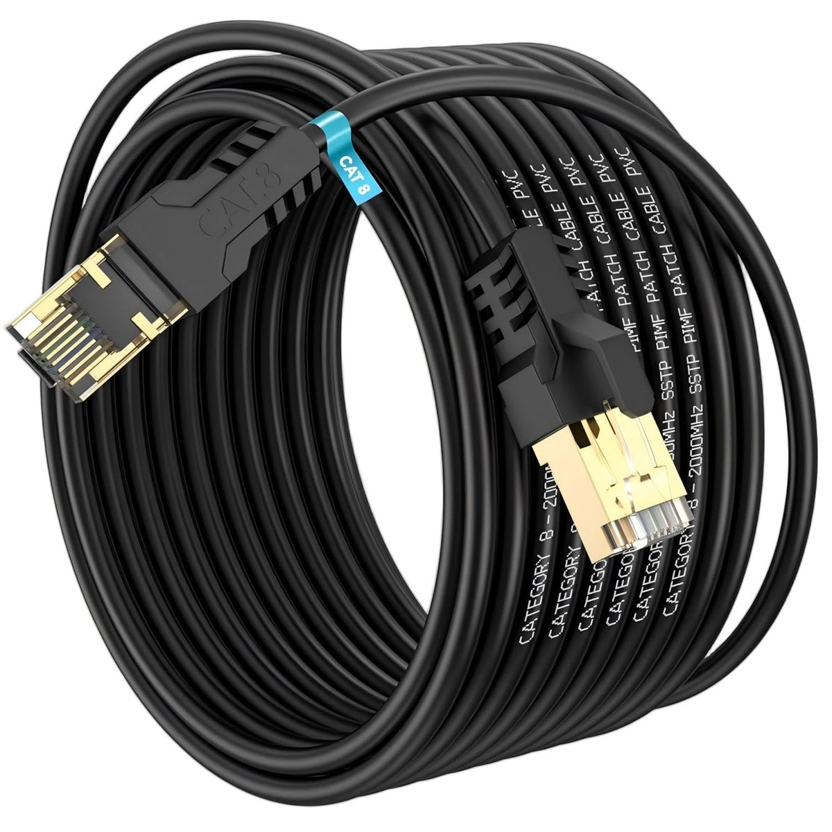 Cat 8 Ethernet Cable 1M, High Speed 40Gbps 2000Mhz Internet Cable, Lan Cable with Gold Plated RJ45 Connector,Weatherproof Outdoor&Indoor,for/PC/Modem/Router/Gaming, Faster Than Cat7/Cat6/Cat5