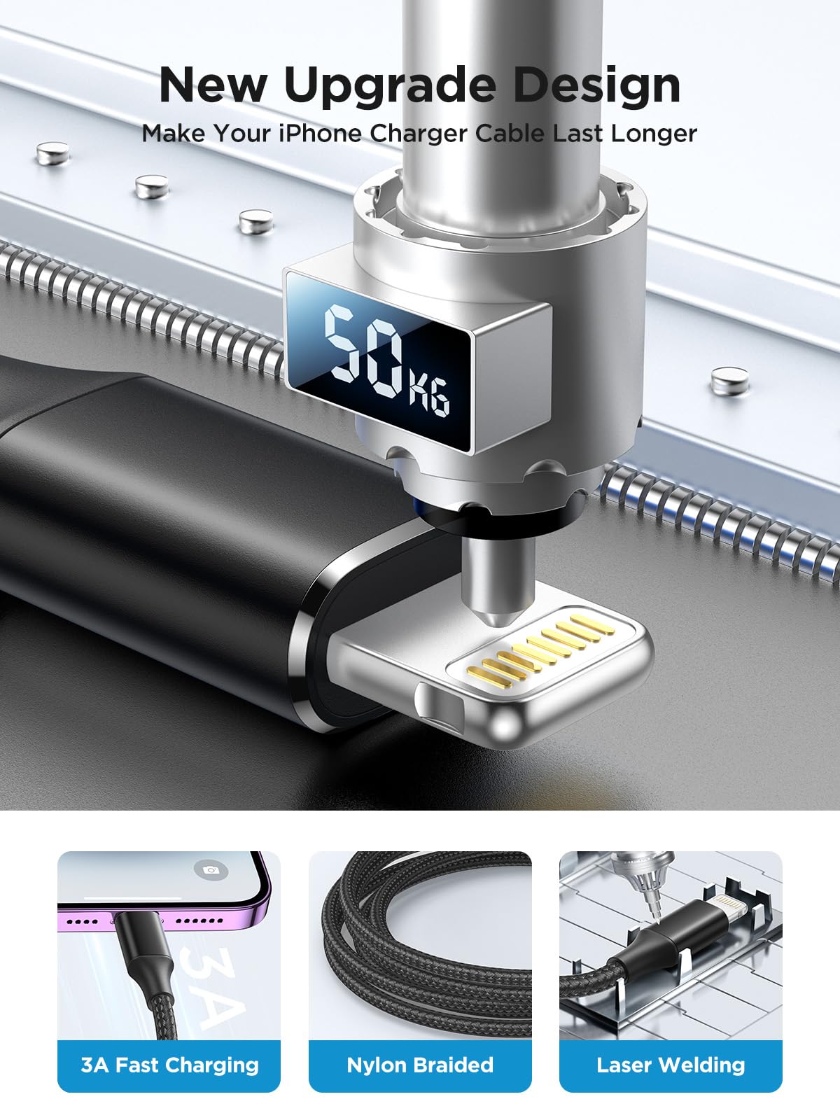 Aioneus iPhone Charger Cable 2M MFi Certified Lightning Cable Fast Charging