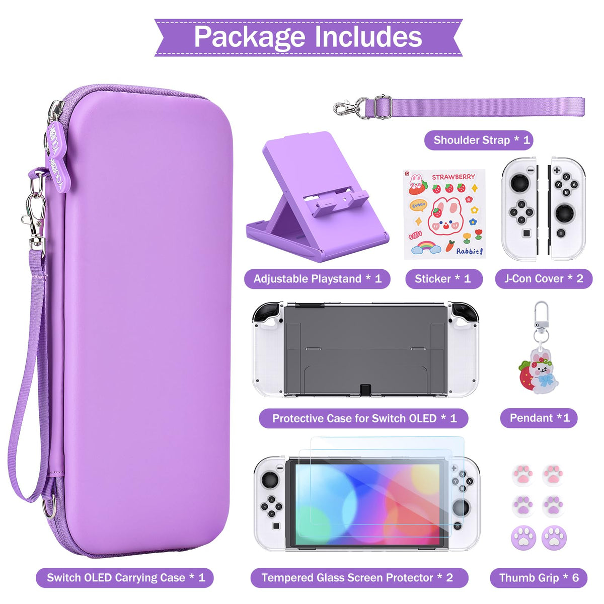 Younik Switch Accessories Bundle, 17 in 1 Switch Accessories Kit for Girls Include Switch Carrying Case with 9 Game Card Slots, Adjustable Stand, Protective Case for Switch Console & J-Con (Blue)