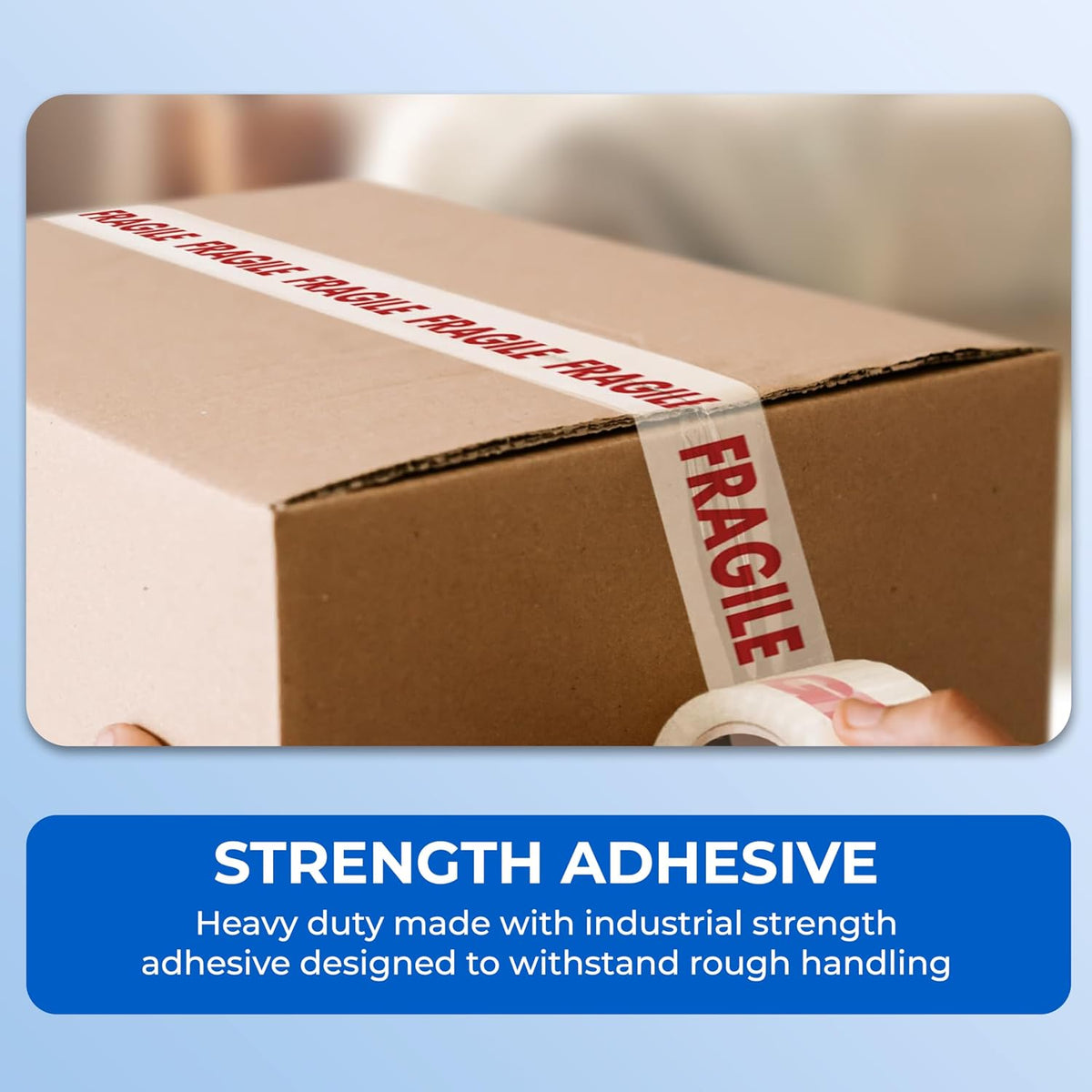 Double Dragon Extra Thick Fragile Printed Tape – 48mm wide, 66m long (Pack of 3) | Tear-Resistant, High-Tack & Long-Lasting | Ideal for Packing, Moving, Shipping, Labelling | Fits Dispensers etc