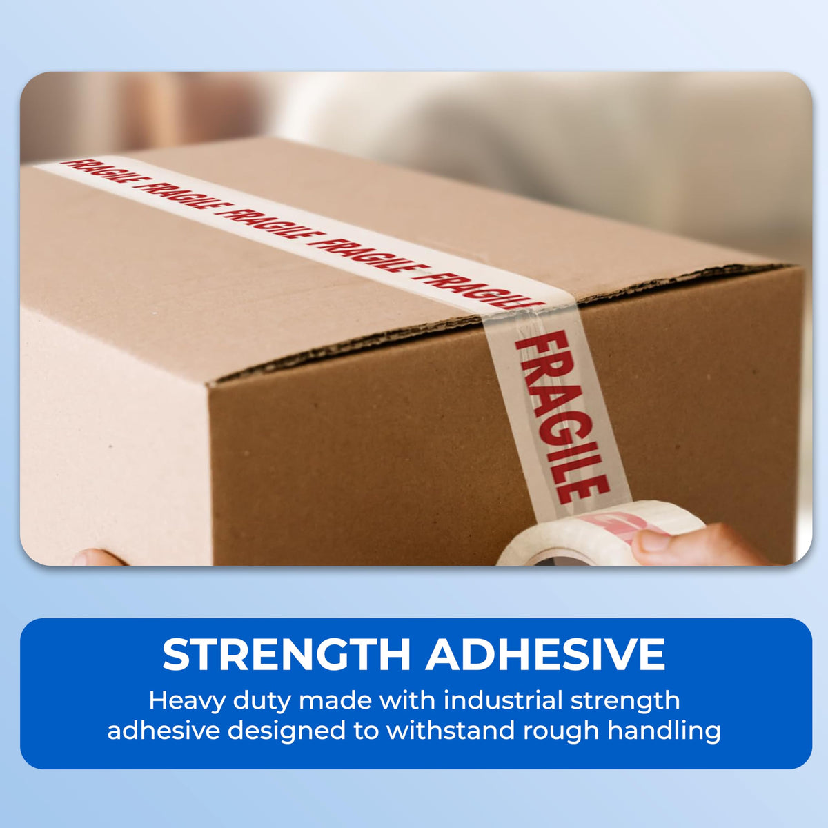 Double Dragon Extra Thick Fragile Printed Tape – 48mm wide, 66m long (Pack of 3) | Tear-Resistant, High-Tack & Long-Lasting | Ideal for Packing, Moving, Shipping, Labelling | Fits Dispensers etc